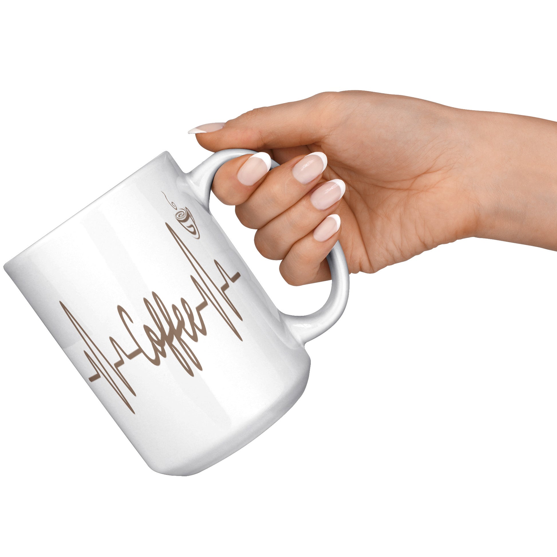 Coffee Heart Beat Mug 15oz, Coffee Drinker Gift, Addicted To Coffee Gift