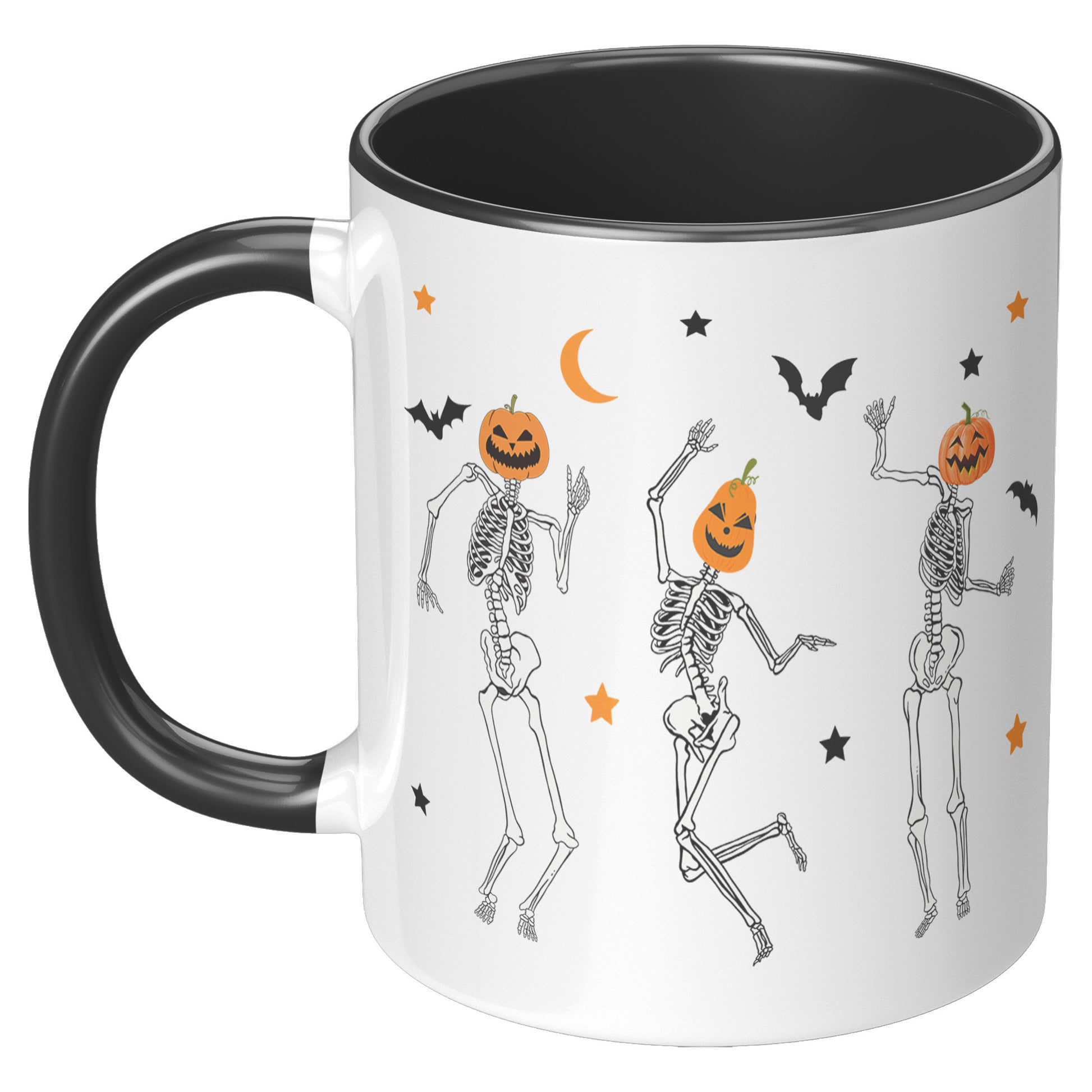 Dancing Skeleton Pumpkin Face 11oz Accent Mug, Cute Fall Mug, Spooky Mug