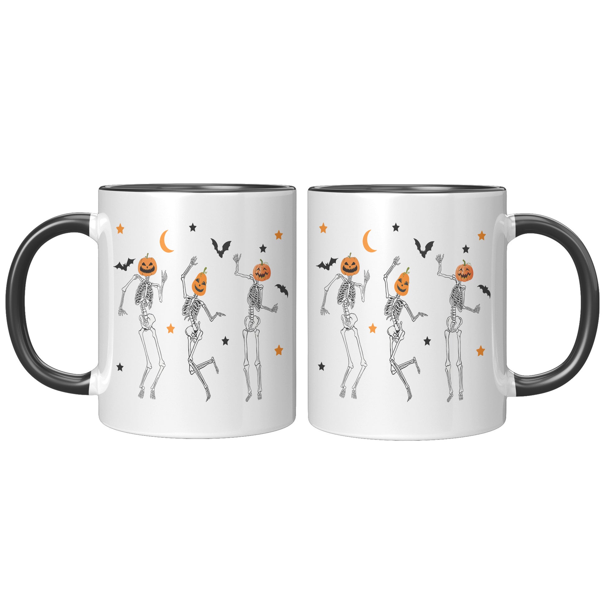 Dancing Skeleton Pumpkin Face 11oz Accent Mug, Cute Fall Mug, Spooky Mug