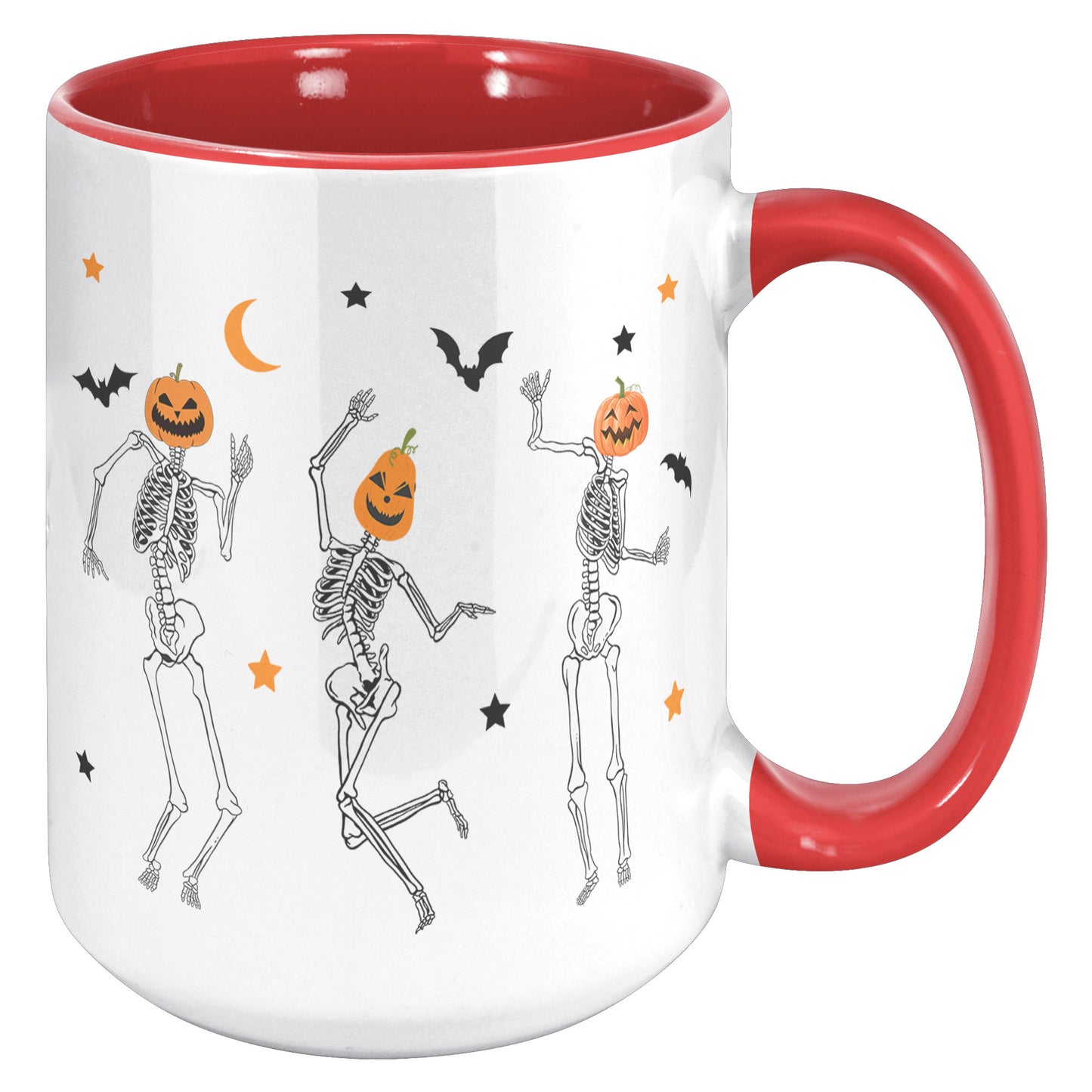Dancing Skeleton Pumpkin Face 15oz Accent Mug, Cute Fall Mug, Spooky Mug