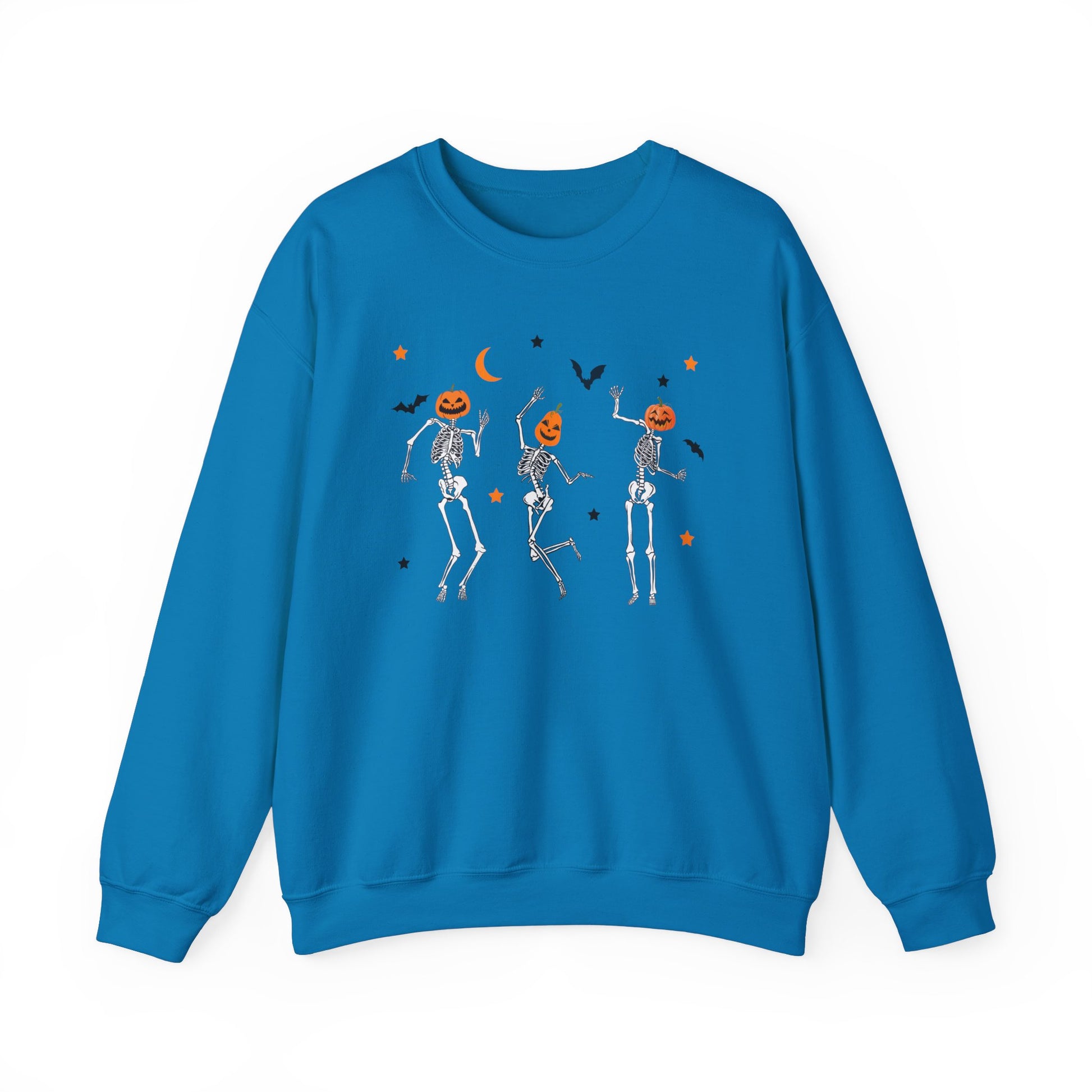 Dancing Skeleton Pumpkin Face Unisex Heavy Blend™ Crewneck Sweatshirt, Womens Halloween Sweatshirt, Cute Fall Shirt, Spooky Shirt