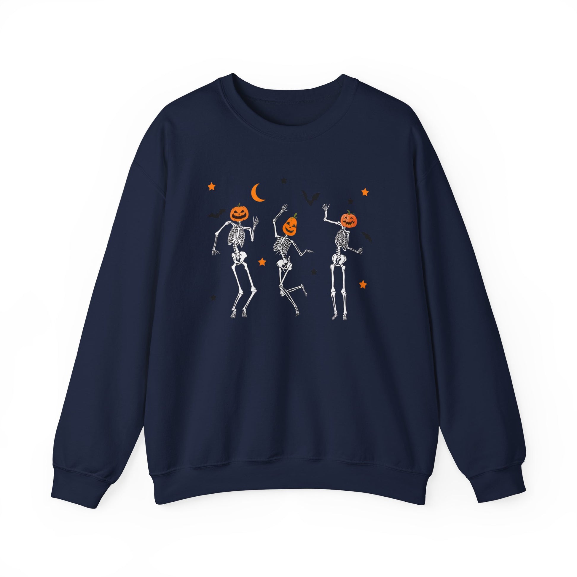Dancing Skeleton Pumpkin Face Unisex Heavy Blend™ Crewneck Sweatshirt, Womens Halloween Sweatshirt, Cute Fall Shirt, Spooky Shirt