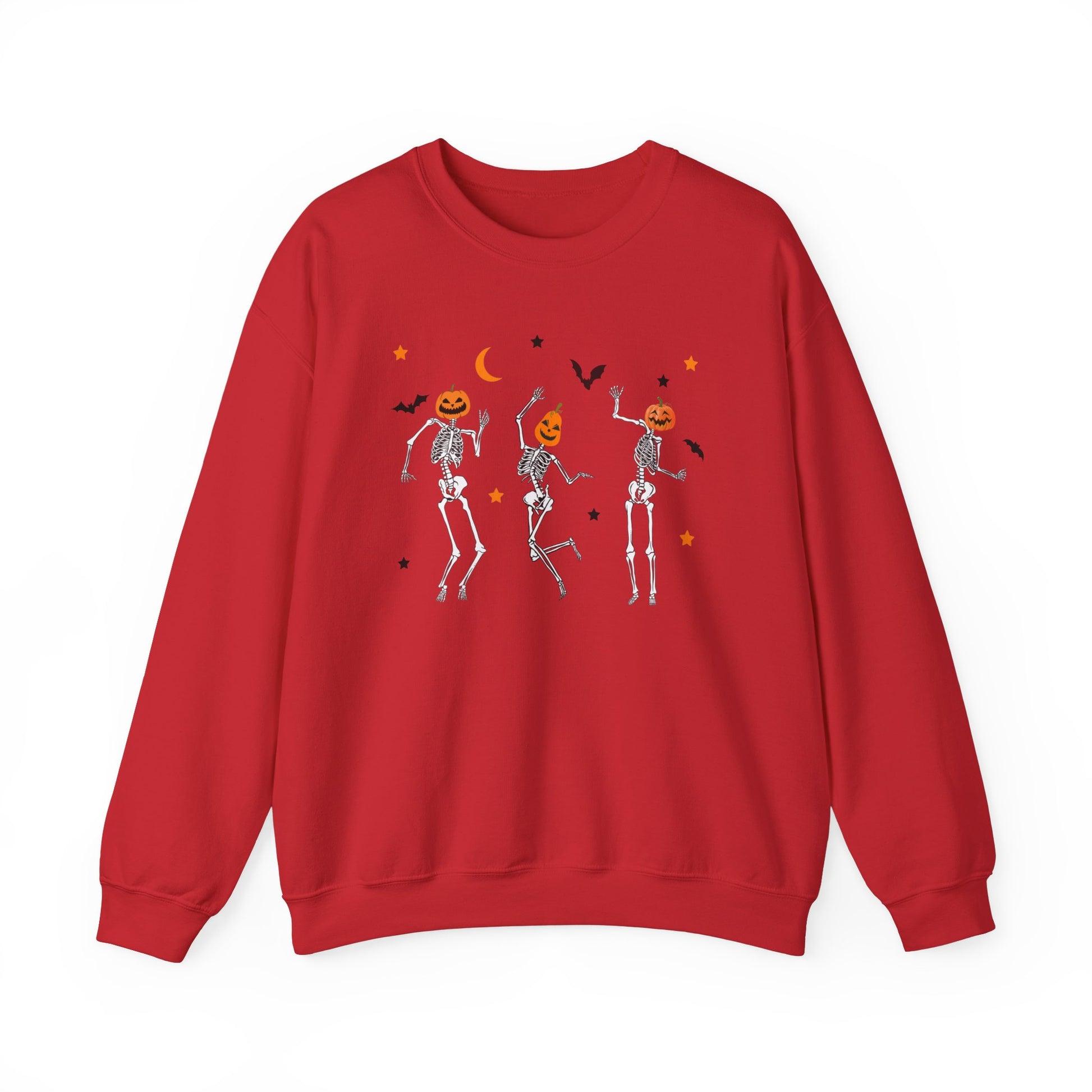 Dancing Skeleton Pumpkin Face Unisex Heavy Blend™ Crewneck Sweatshirt, Womens Halloween Sweatshirt, Cute Fall Shirt, Spooky Shirt