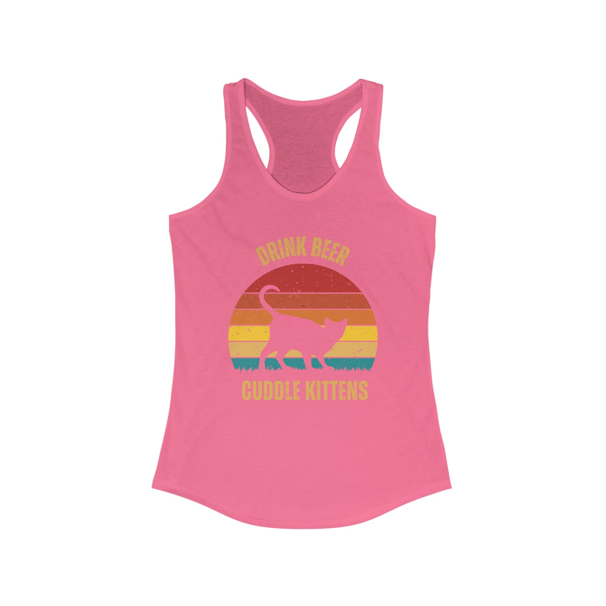 Drink Beer Cuddle Kittens Racerback Tank, Funny Cat Shirt, Cat Lover Gift, Cat Tank Top, Cat Mom Gift, Cat Dad Gift, Cat Lover Shirt