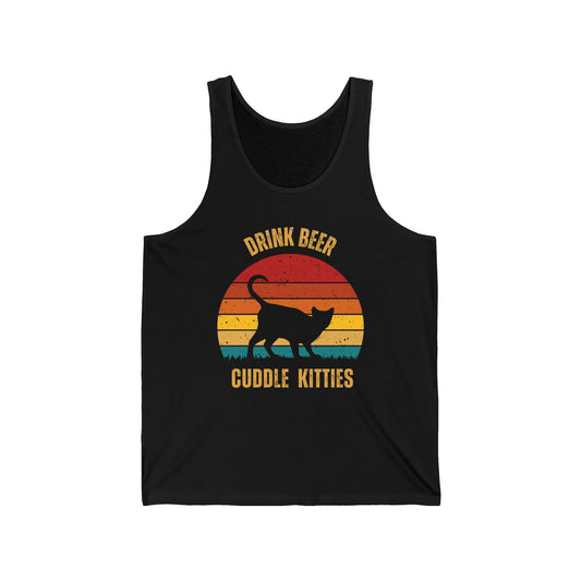 Drink Beer Cuddle Kitties Unisex Jersey Tank , Funny Cat Shirt, Cat Lover Gift, Cat Tank Top, Cats, Momma cat Gift, Dad Gift