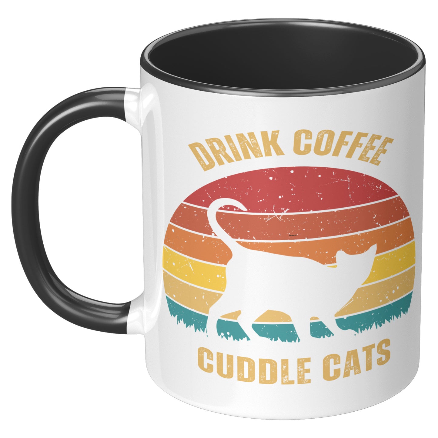 Drink Coffee Cuddle Cats 11oz Accent Mug, Cat Lover Gift, Coffee Lover Gift