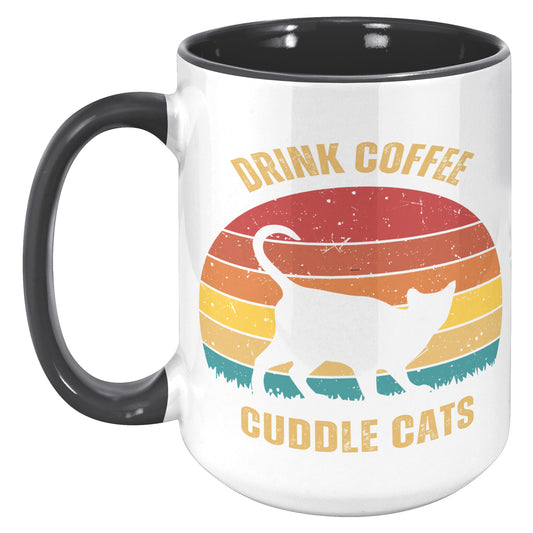 Drink Coffee Cuddle Cats 15oz Accent Mug, Cat Lover Gift, Coffee Lover Gift