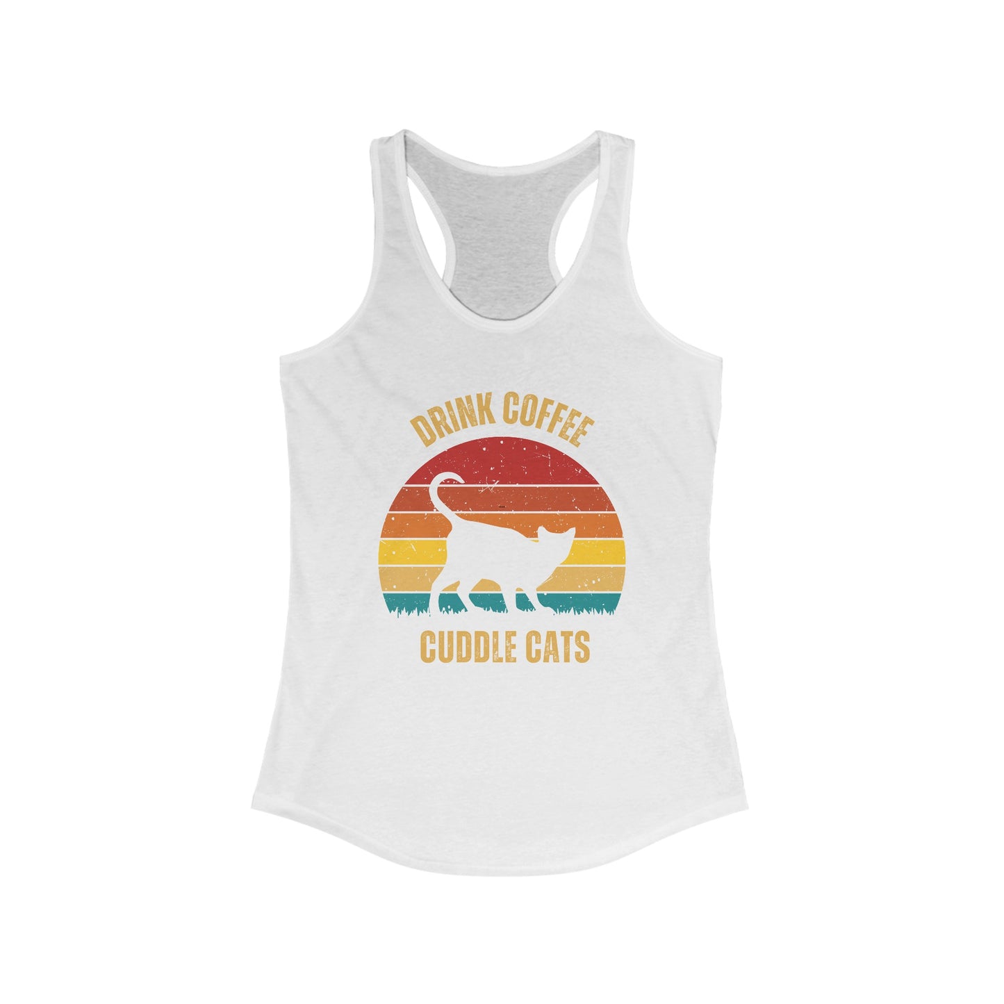Drink Coffee Cuddle Cats Racerback Tank, Funny Cat Shirt, Cat Lover Gift, Cat Tank Top, Cat Mom Gift, Cat Dad Gift, Cat Lover Shirt, Coffee Drinker Gift