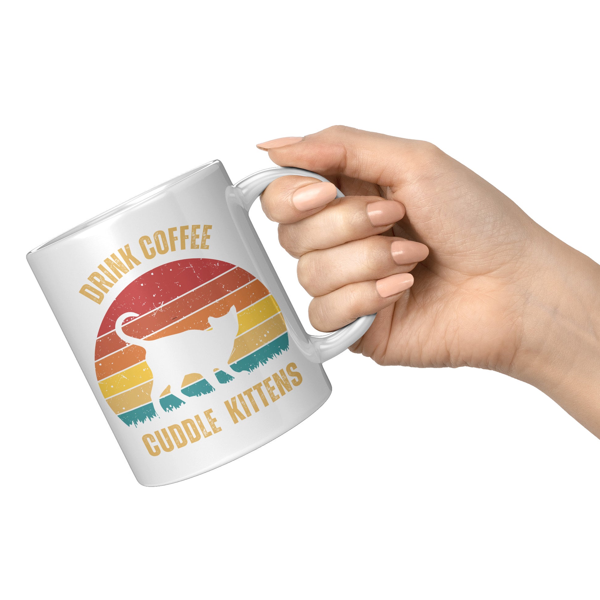 Drink Coffee Cuddle Kittens 11oz Mug, Cat Lover Gift, Coffee Lover Gift