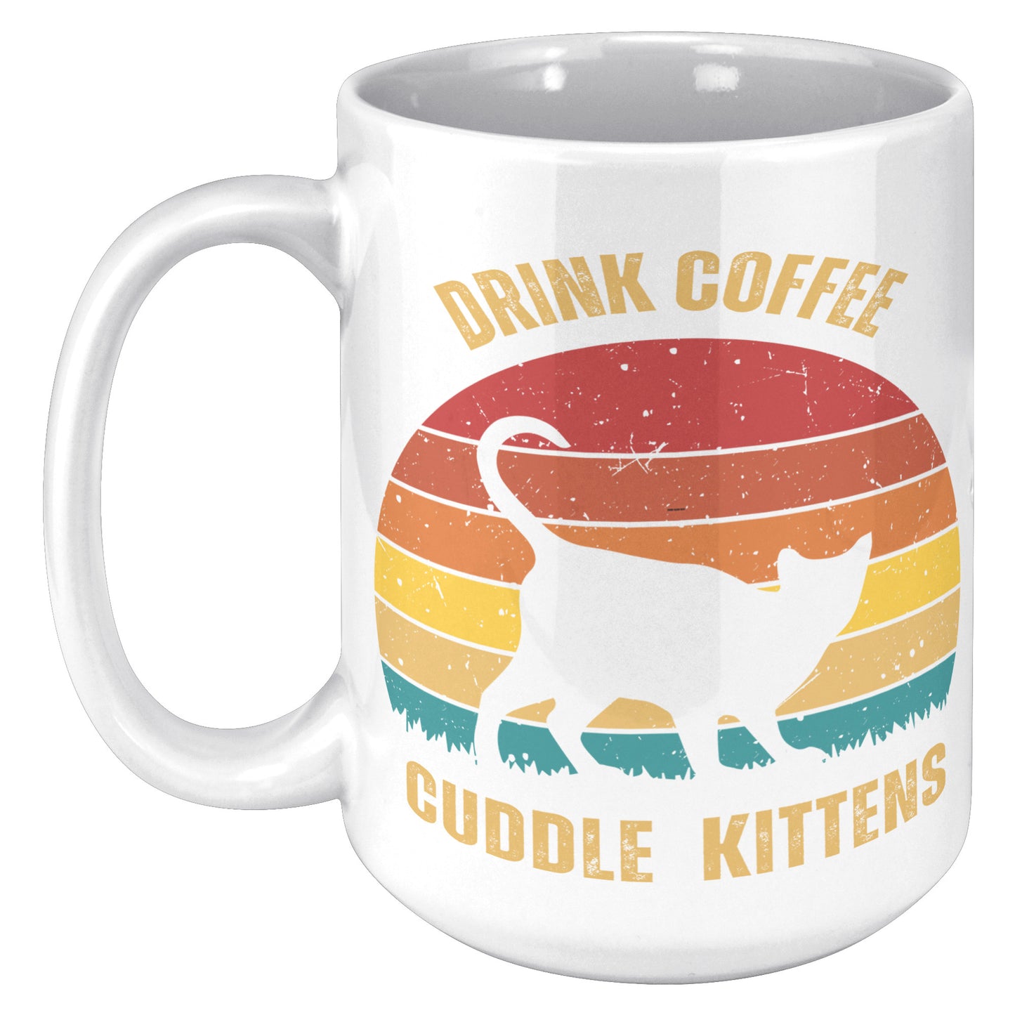 Drink Coffee Cuddle Kittens 15oz Mug, Cat Lover Gift, Coffee Lover Gift