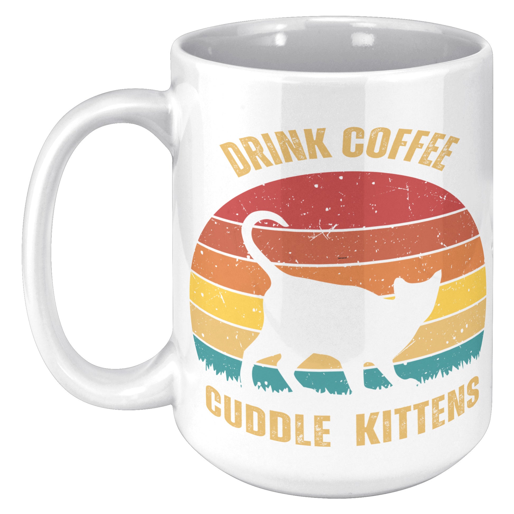 Drink Coffee Cuddle Kittens 15oz Mug, Cat Lover Gift, Coffee Lover Gift