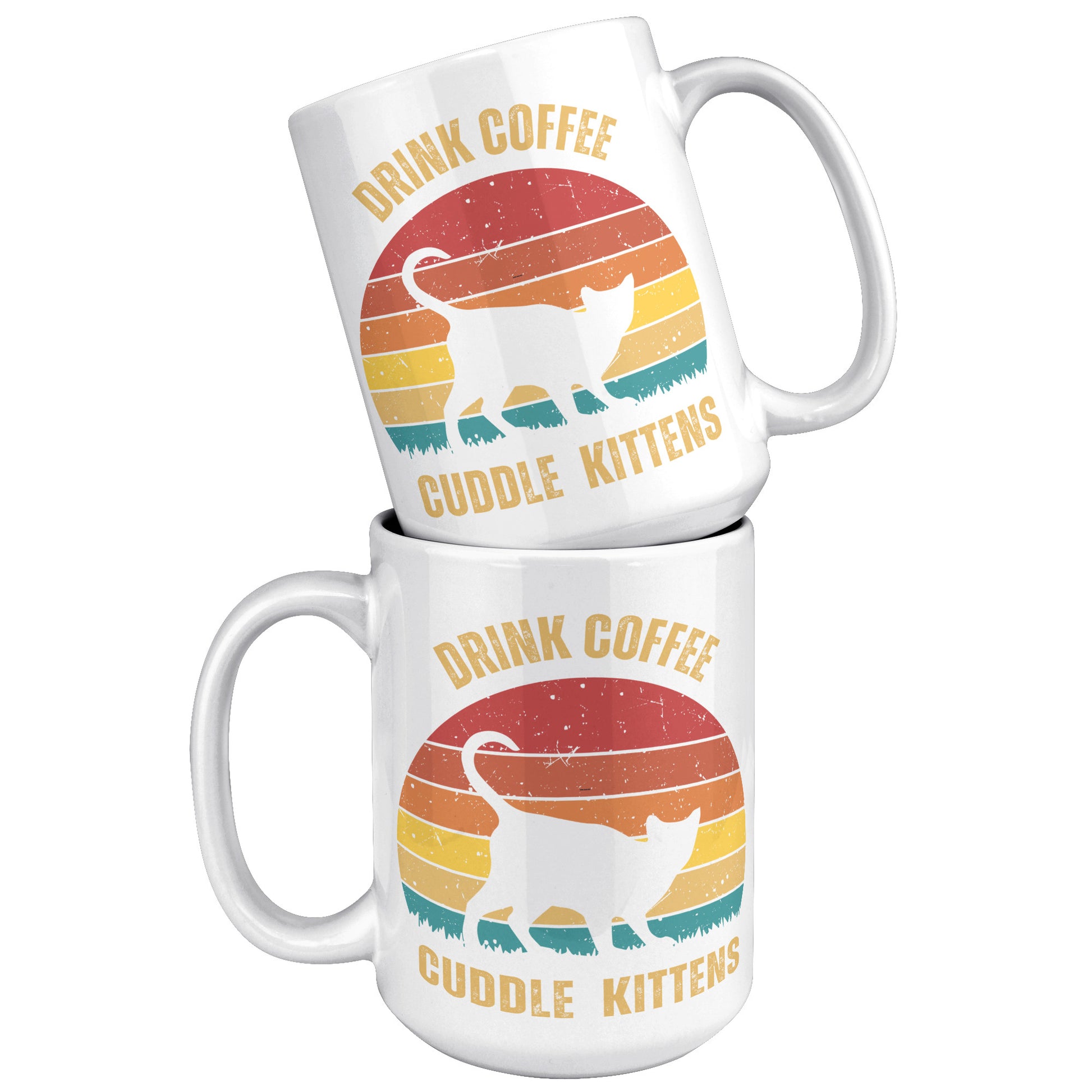 Drink Coffee Cuddle Kittens 15oz Mug, Cat Lover Gift, Coffee Lover Gift