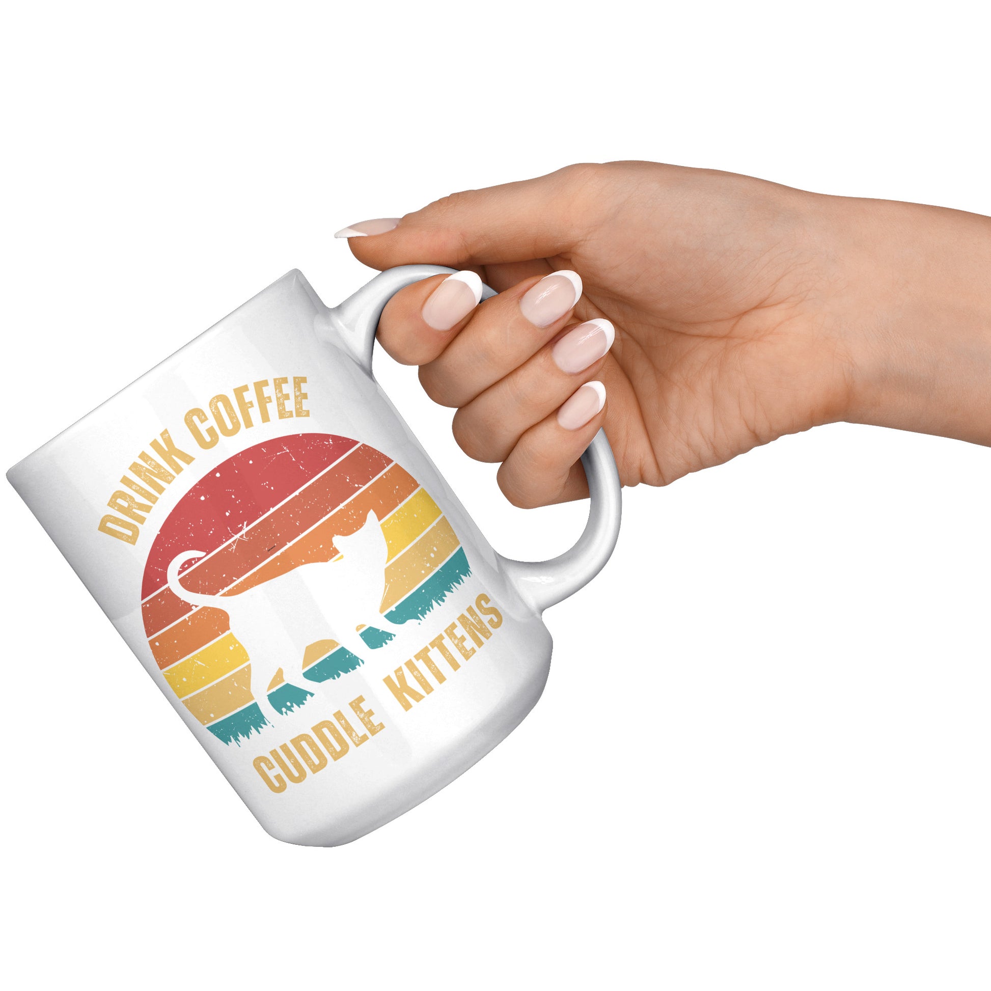 Drink Coffee Cuddle Kittens 15oz Mug, Cat Lover Gift, Coffee Lover Gift