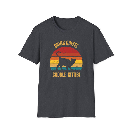 Drink Coffee Cuddle Kitties, girlfriend gift, boyfriend gift, mom gift, dad gift, cat lover, coffee drinker,funny cat t-shirt,Cat Tee,sunset