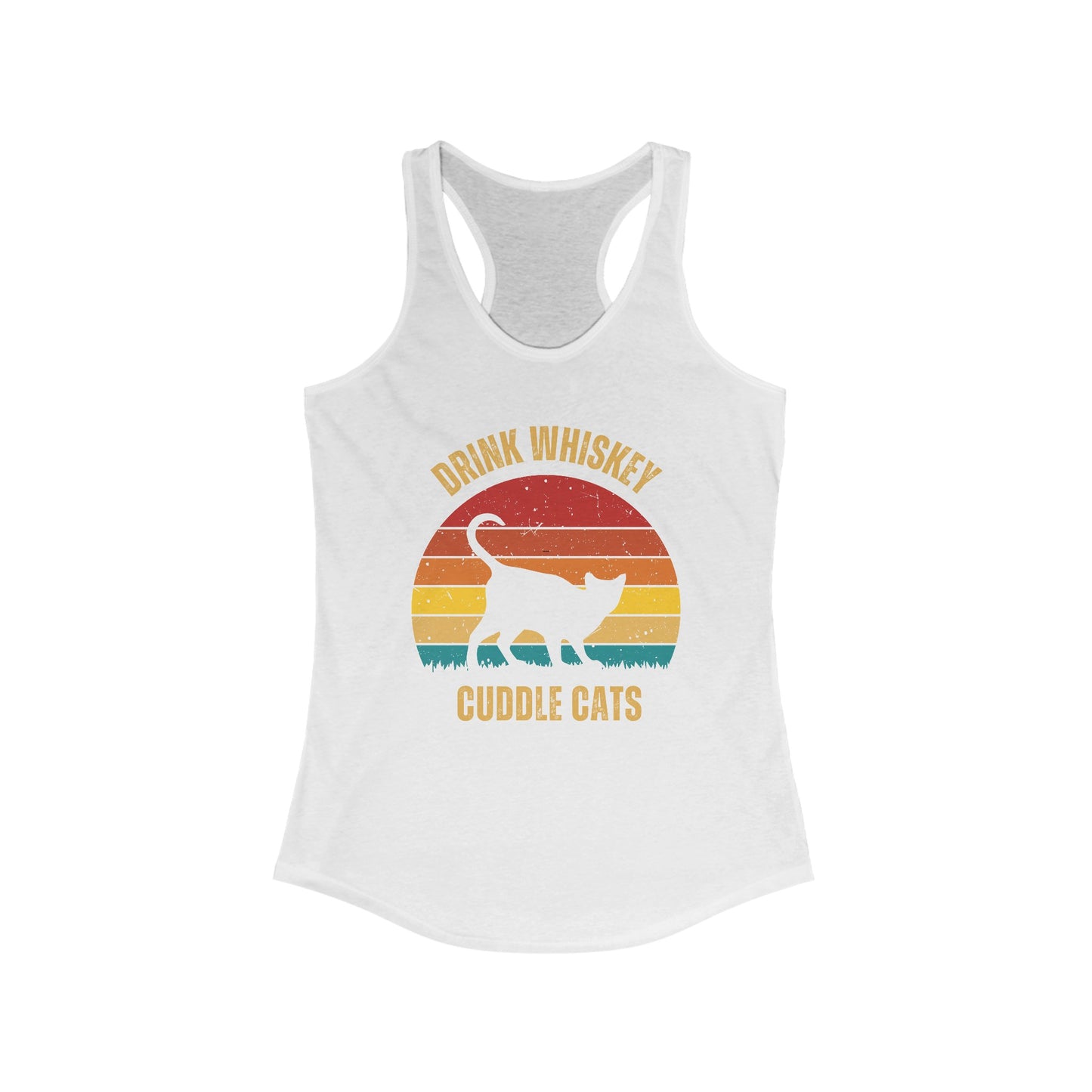 Drink Whiskey Cuddle Cats Racerback Tank, Funny Cat Shirt, Cat Lover Gift, Cat Tank Top, Cat Mom Gift, Cat Dad Gift, Cat Lover Shirt, Whiskey Drinker Gift