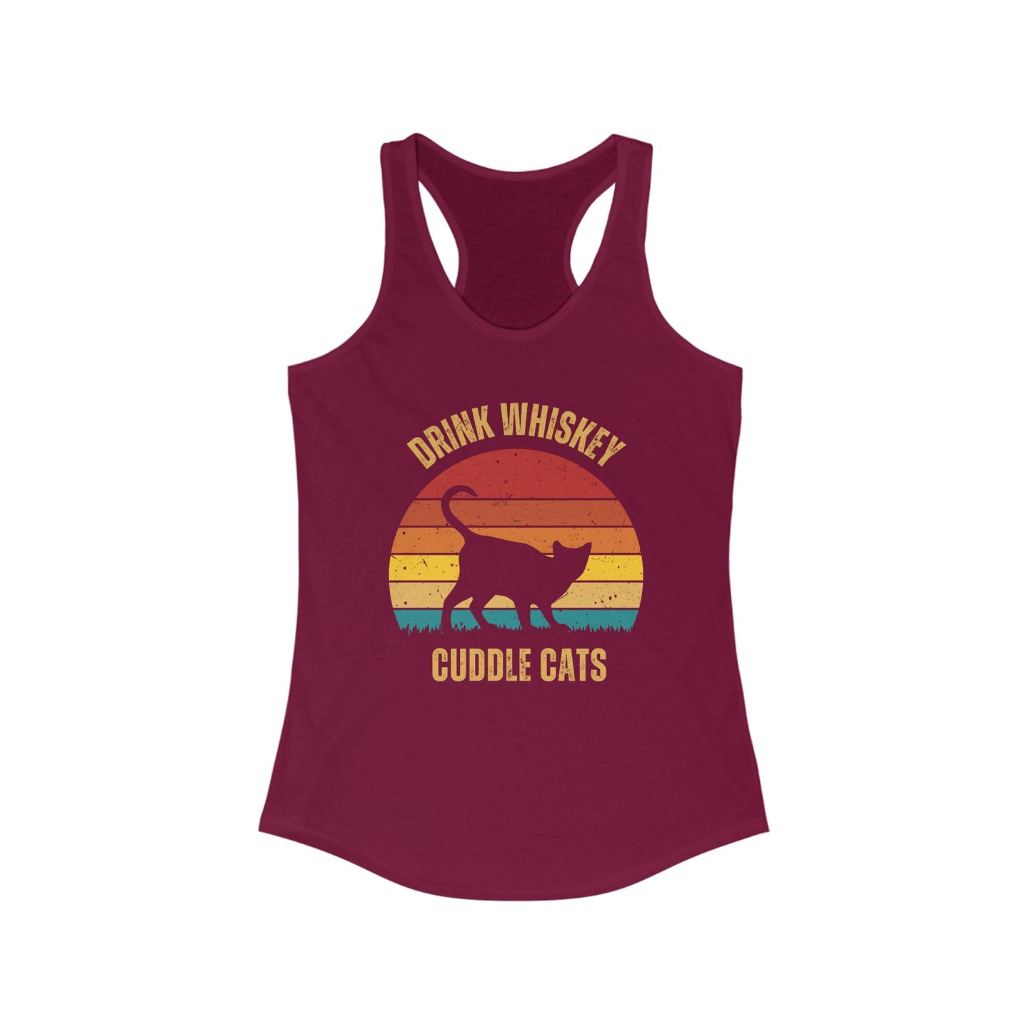Drink Whiskey Cuddle Cats Racerback Tank, Funny Cat Shirt, Cat Lover Gift, Cat Tank Top, Cat Mom Gift, Cat Dad Gift, Cat Lover Shirt, Whiskey Drinker Gift
