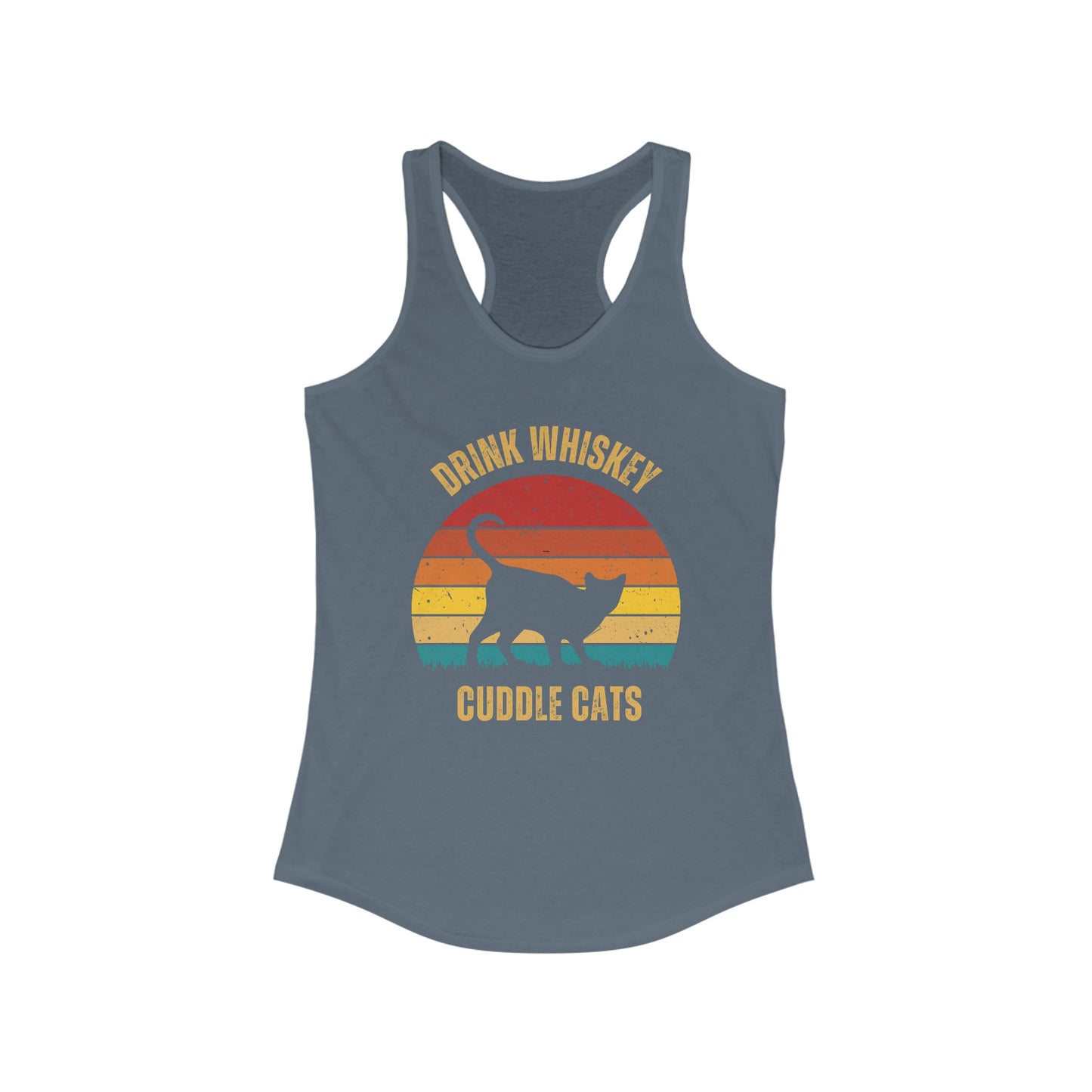 Drink Whiskey Cuddle Cats Racerback Tank, Funny Cat Shirt, Cat Lover Gift, Cat Tank Top, Cat Mom Gift, Cat Dad Gift, Cat Lover Shirt, Whiskey Drinker Gift
