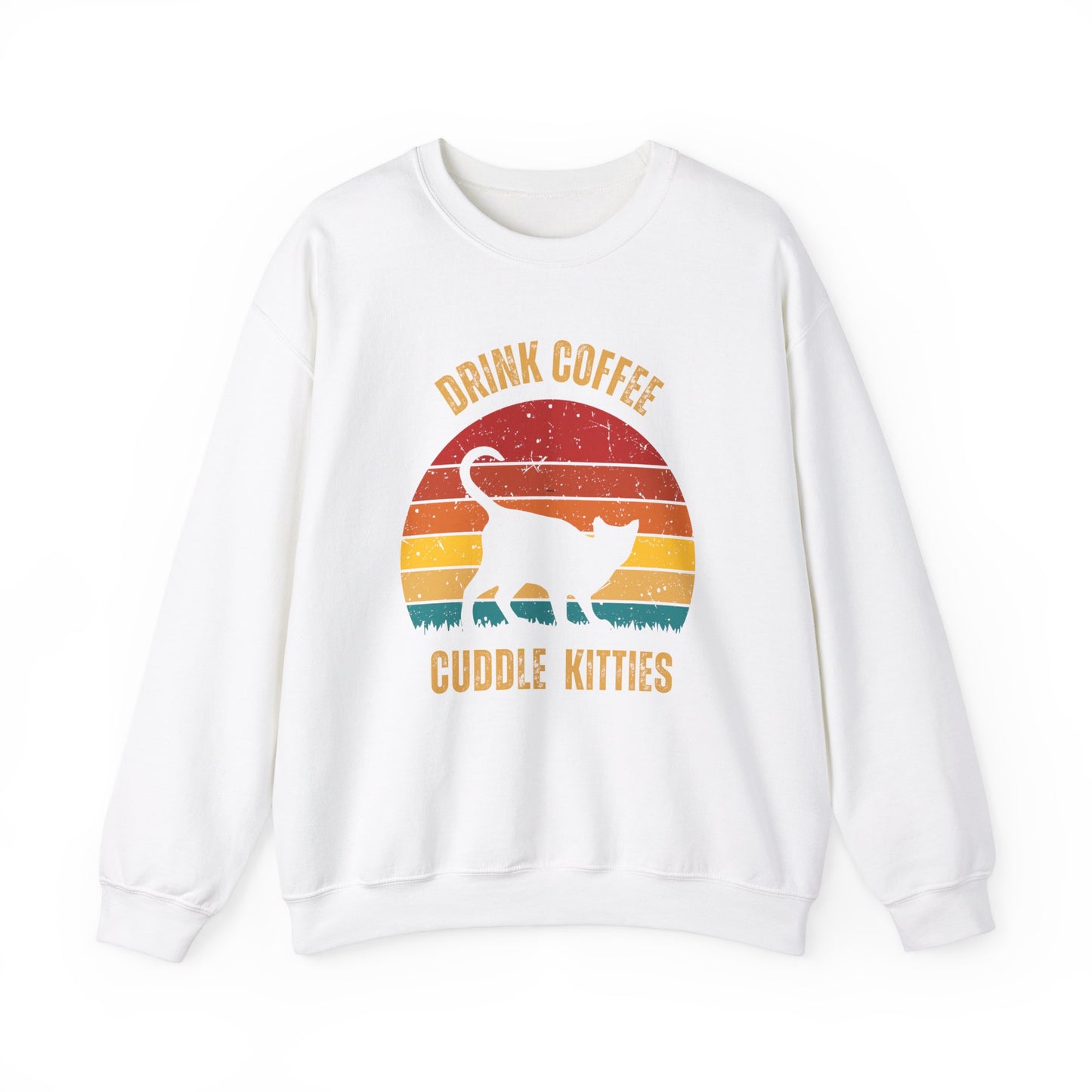 Drink Whiskey Cuddle Cats Unisex Heavy Blend™ Crewneck Sweatshirt, Momma Cat Gift, Cat Dad Gift, Whiskey Drinker Gift, Funny Cat Sweatshirt
