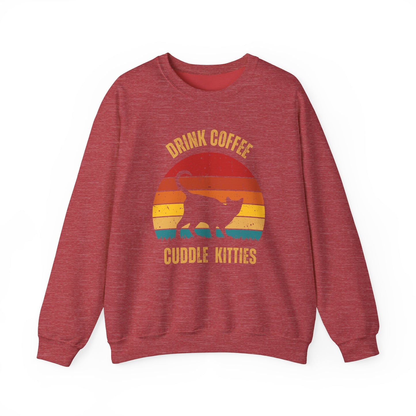 Drink Whiskey Cuddle Cats Unisex Heavy Blend™ Crewneck Sweatshirt, Momma Cat Gift, Cat Dad Gift, Whiskey Drinker Gift, Funny Cat Sweatshirt