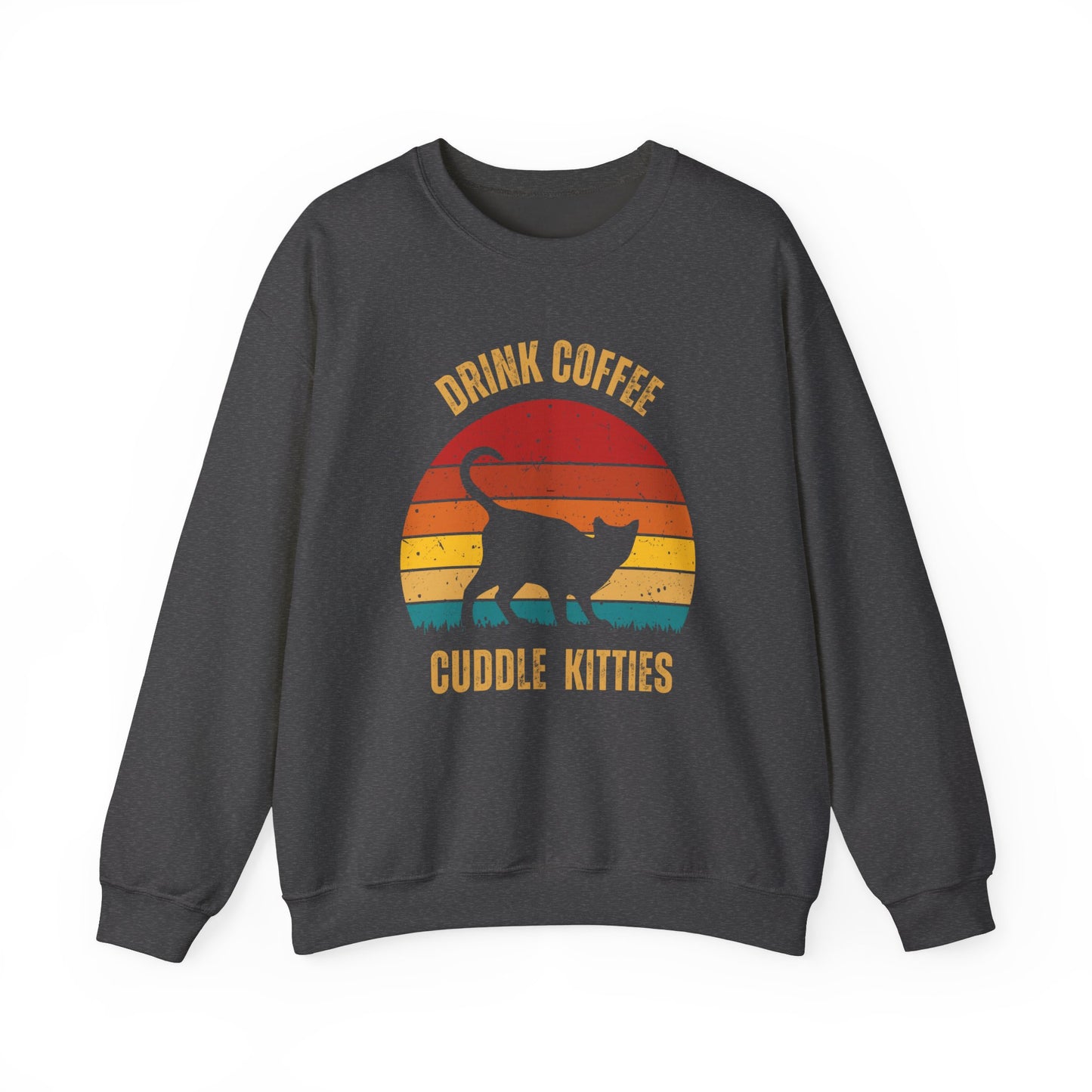 Drink Whiskey Cuddle Cats Unisex Heavy Blend™ Crewneck Sweatshirt, Momma Cat Gift, Cat Dad Gift, Whiskey Drinker Gift, Funny Cat Sweatshirt