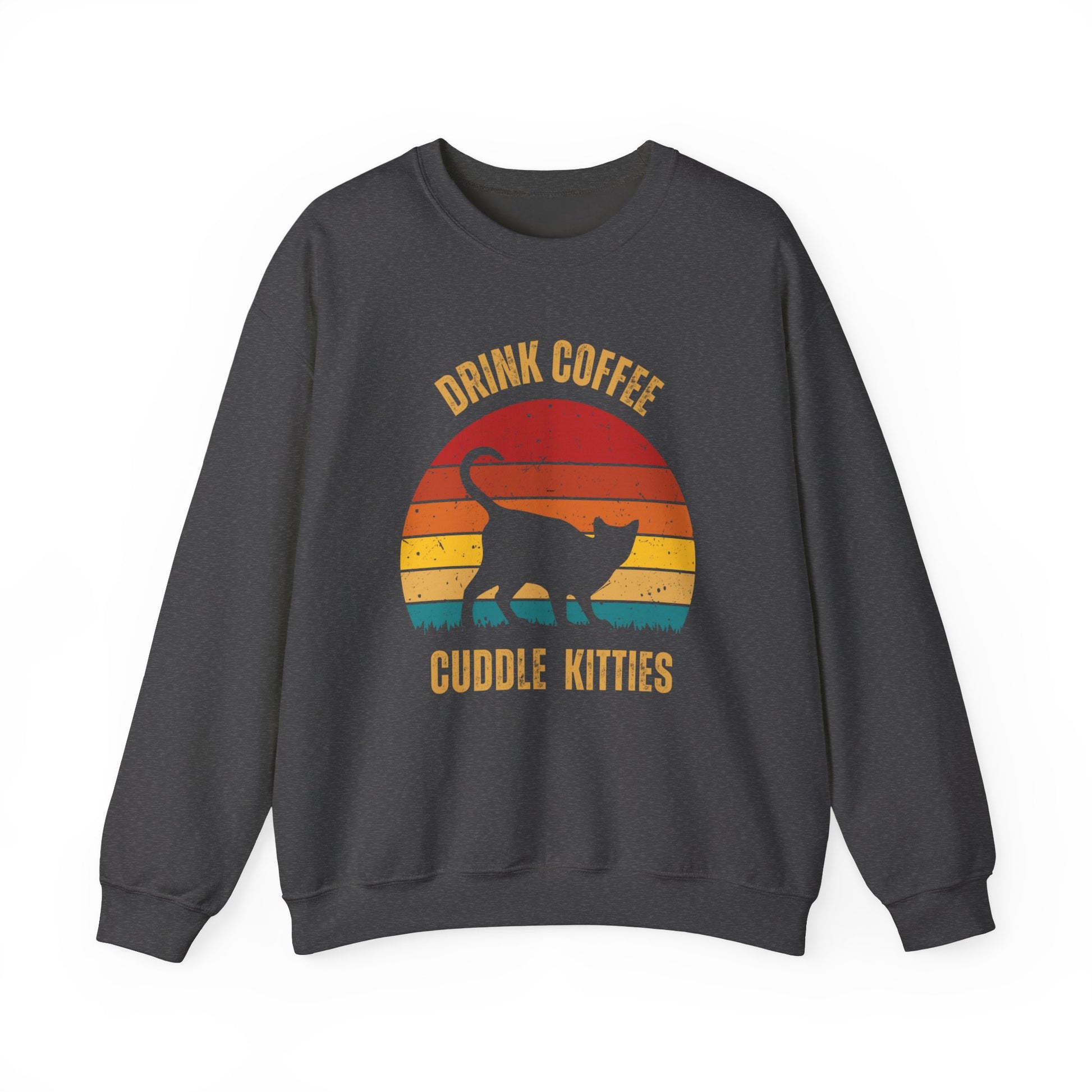 Drink Whiskey Cuddle Cats Unisex Heavy Blend™ Crewneck Sweatshirt, Momma Cat Gift, Cat Dad Gift, Whiskey Drinker Gift, Funny Cat Sweatshirt
