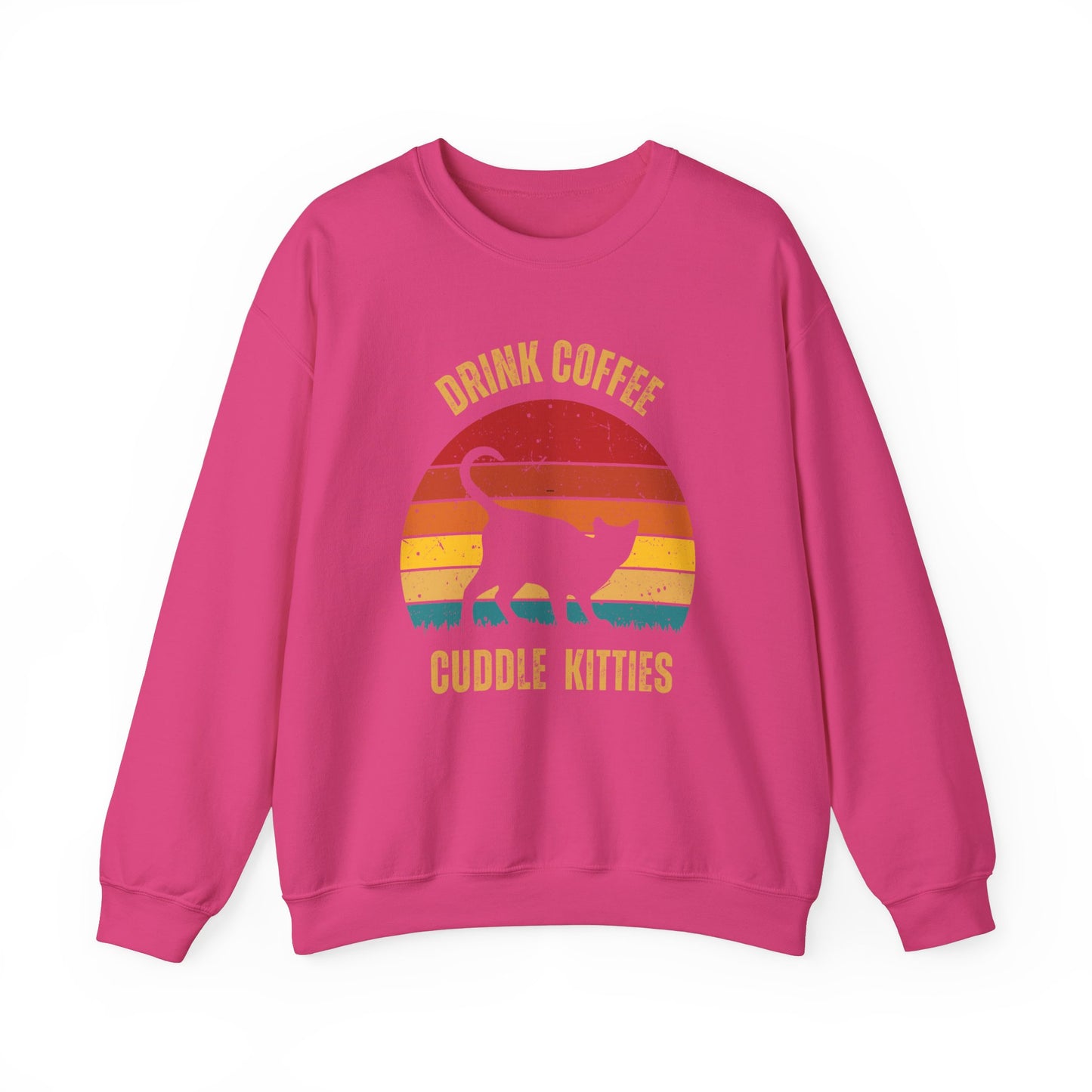 Drink Whiskey Cuddle Cats Unisex Heavy Blend™ Crewneck Sweatshirt, Momma Cat Gift, Cat Dad Gift, Whiskey Drinker Gift, Funny Cat Sweatshirt