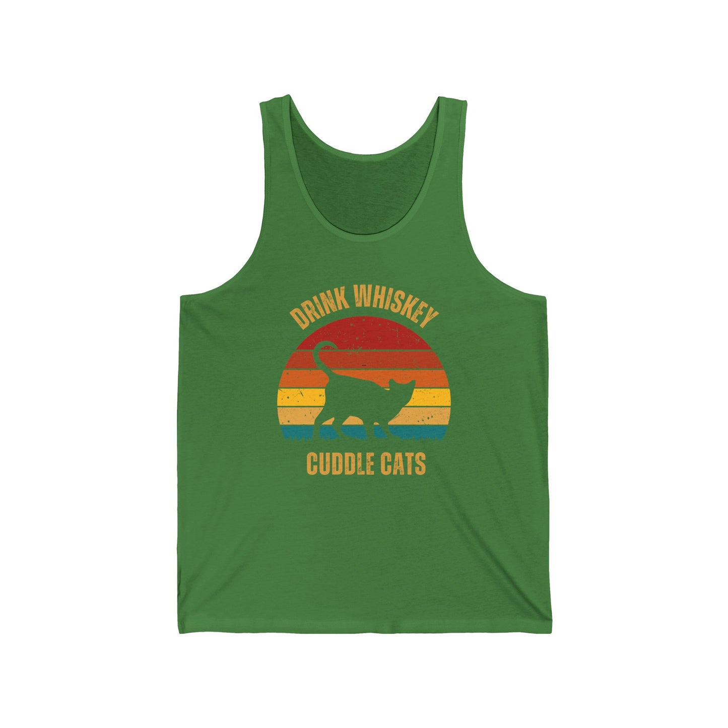 Drink Whiskey Cuddle Cats Unisex Jersey Tank, Momma Cat Gift, Cat Dad gift, Whiskey Drinker Gift, Funny Cat Tank Top