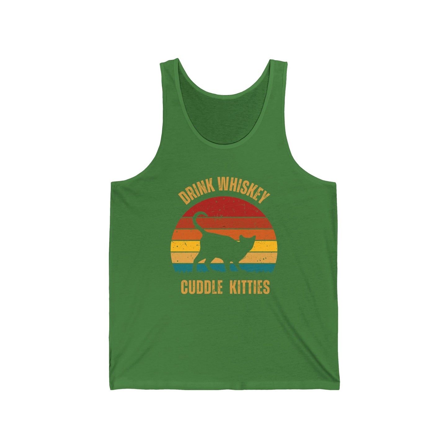 Drink Whiskey Cuddle Kitties Unisex Jersey Tank, Momma Cat Gift, Cat Dad gift, Whiskey Drinker Gift, Funny Cat Tank Top