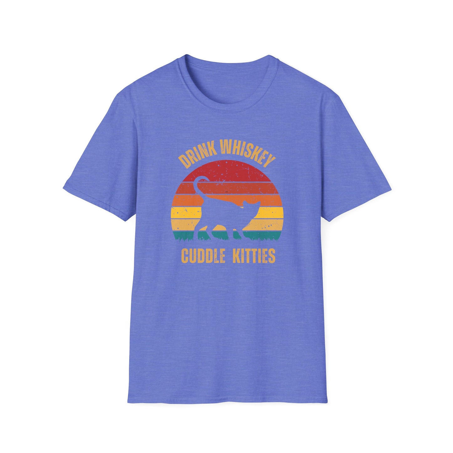 Drink Whiskey Cuddle Kitties, girlfriend gift, boyfriend gift, mom gift, dad gift, cat lover, Whiskey drinker, funny cat t-shirt, Cat Tee, Sunset