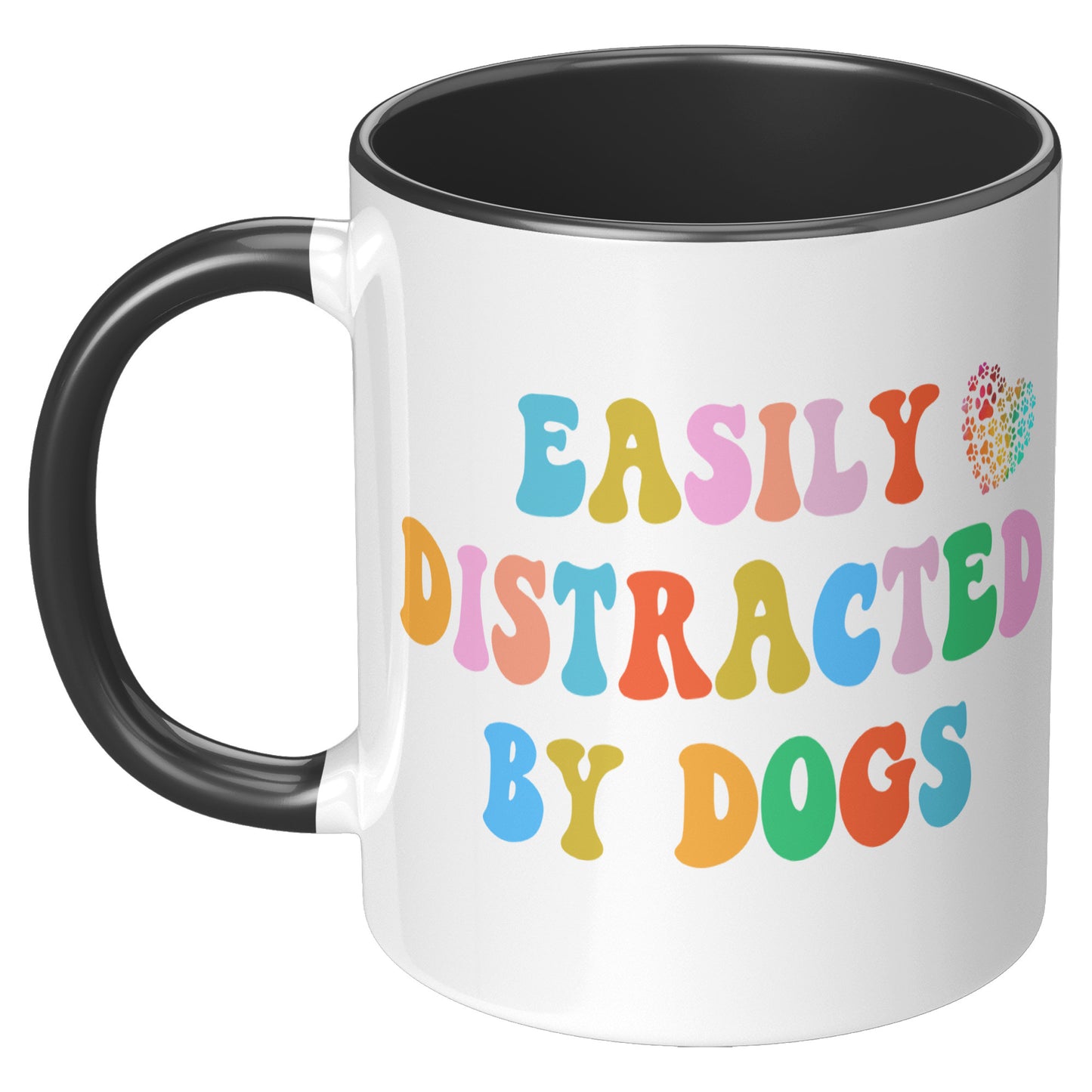 Easily Distracted By Dogs 11oz Accent Mug, Dog Dad Mug, Funny Dog Mug, Gift for Dog Lovers, Coffee Mug for Dog Owners, Gift for Dog Owner, Boyfriend Gift