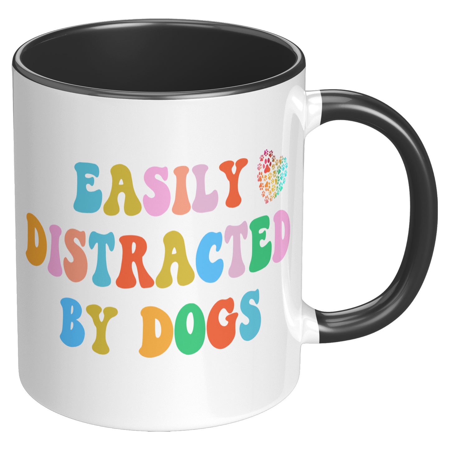 Easily Distracted By Dogs 11oz Accent Mug, Dog Dad Mug, Funny Dog Mug, Gift for Dog Lovers, Coffee Mug for Dog Owners, Gift for Dog Owner, Boyfriend Gift