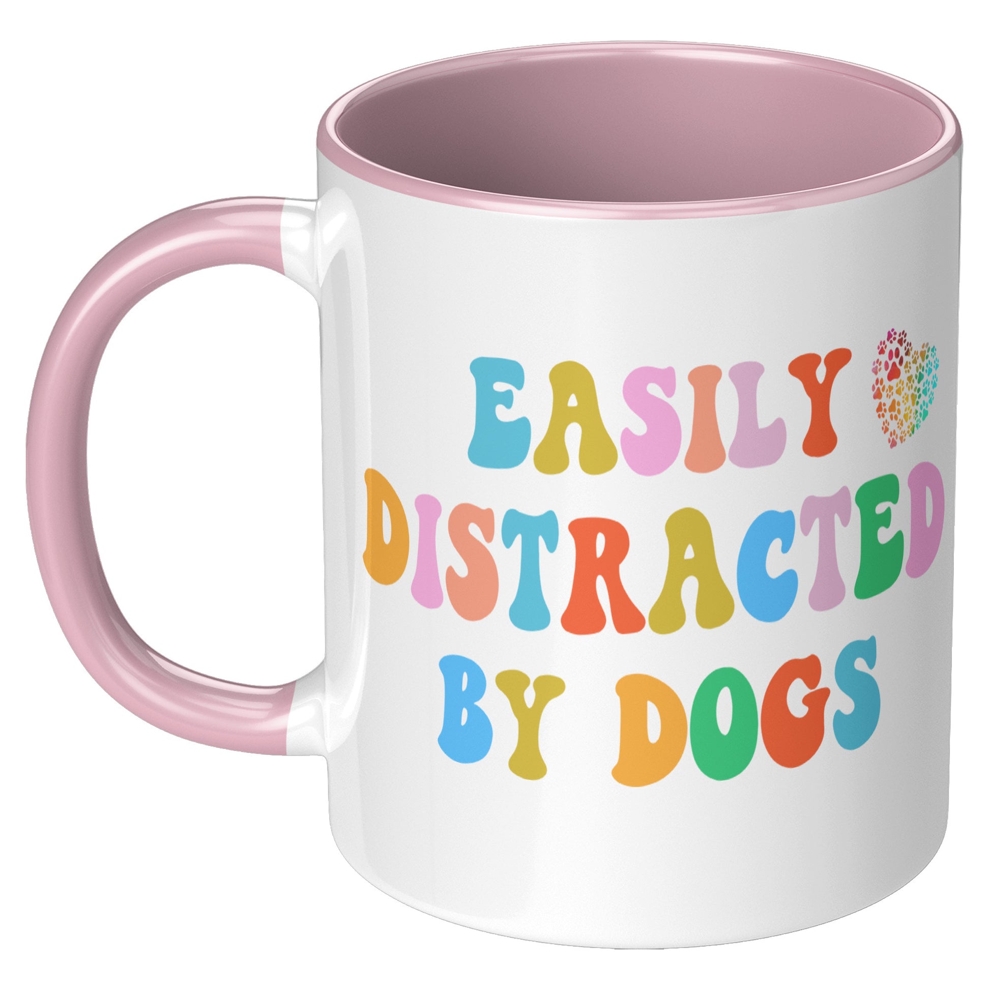 Easily Distracted By Dogs 11oz Accent Mug, Dog Dad Mug, Funny Dog Mug, Gift for Dog Lovers, Coffee Mug for Dog Owners, Gift for Dog Owner, Boyfriend Gift