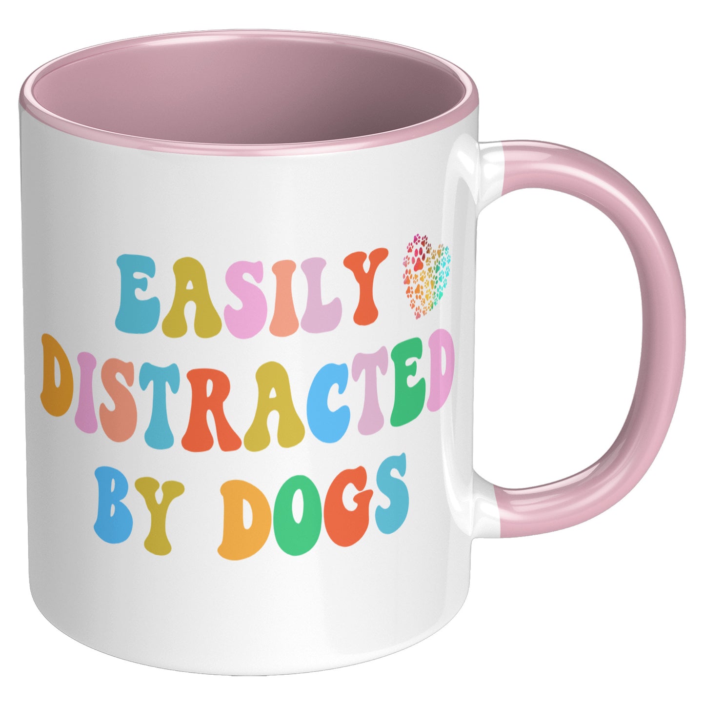Easily Distracted By Dogs 11oz Accent Mug, Dog Dad Mug, Funny Dog Mug, Gift for Dog Lovers, Coffee Mug for Dog Owners, Gift for Dog Owner, Boyfriend Gift