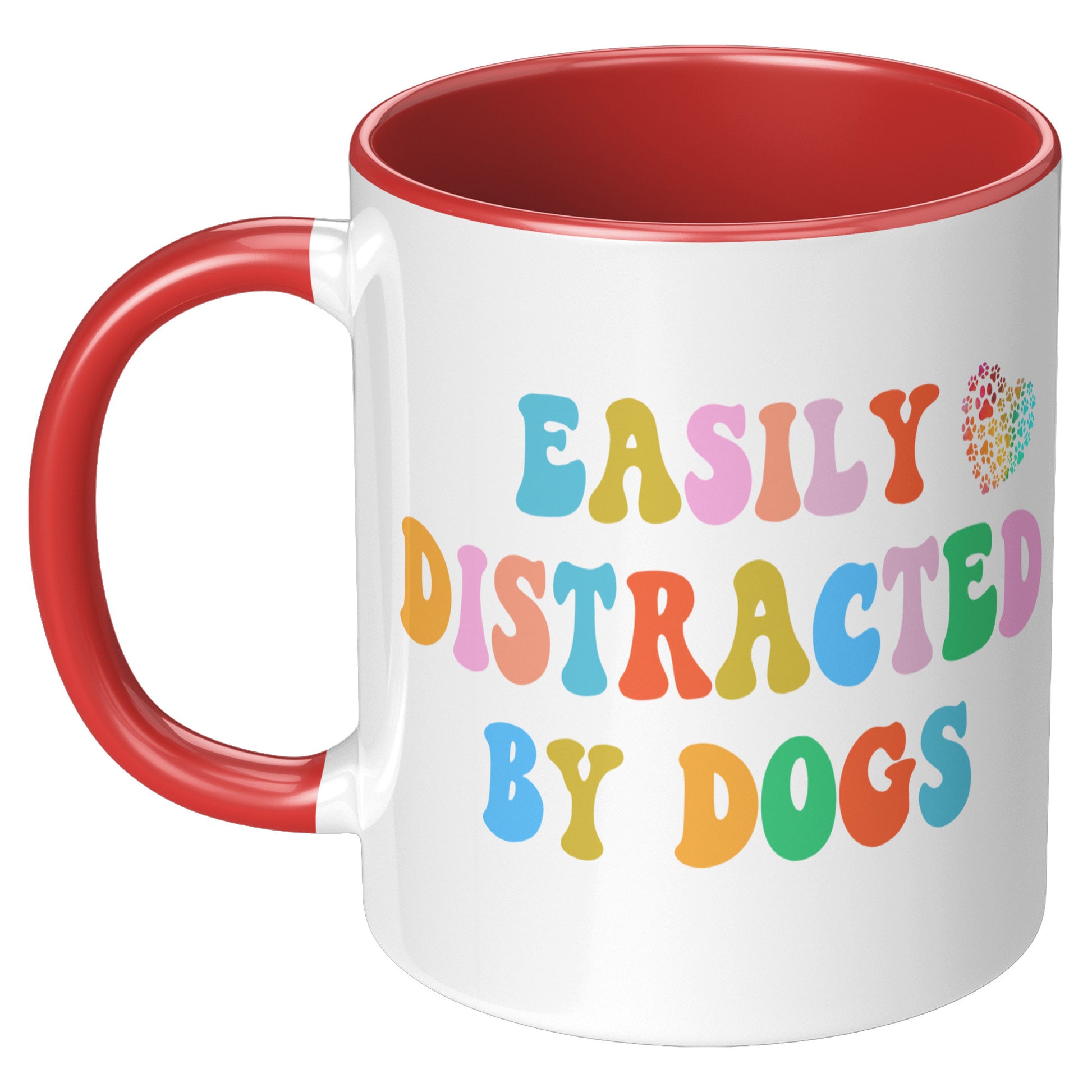 Easily Distracted By Dogs 11oz Accent Mug, Dog Dad Mug, Funny Dog Mug, Gift for Dog Lovers, Coffee Mug for Dog Owners, Gift for Dog Owner, Boyfriend Gift
