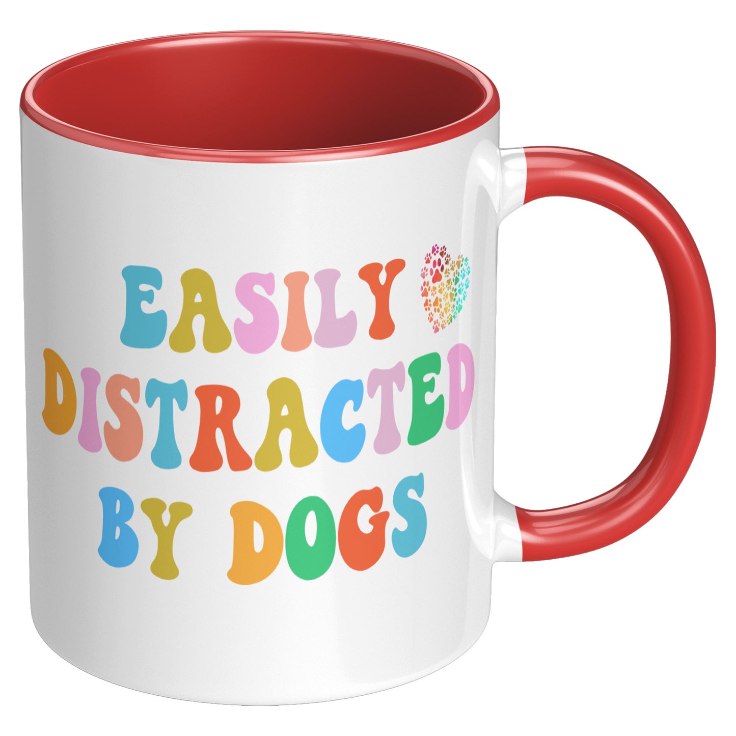 Easily Distracted By Dogs 11oz Accent Mug, Dog Dad Mug, Funny Dog Mug, Gift for Dog Lovers, Coffee Mug for Dog Owners, Gift for Dog Owner, Boyfriend Gift
