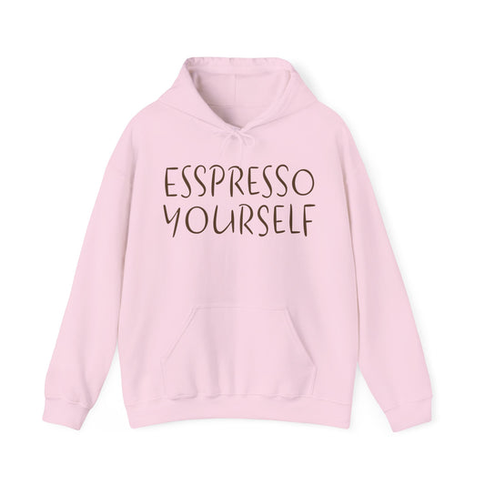 Espresso Yourself Coffee Unisex Heavy Blend™ Hooded Sweatshirt, Coffee Gift, Coffee Lover Gift, Coffee Drinker Gift, Mom Gift, Dad Gift, Boyfriend Gift, Girlfriend Gift