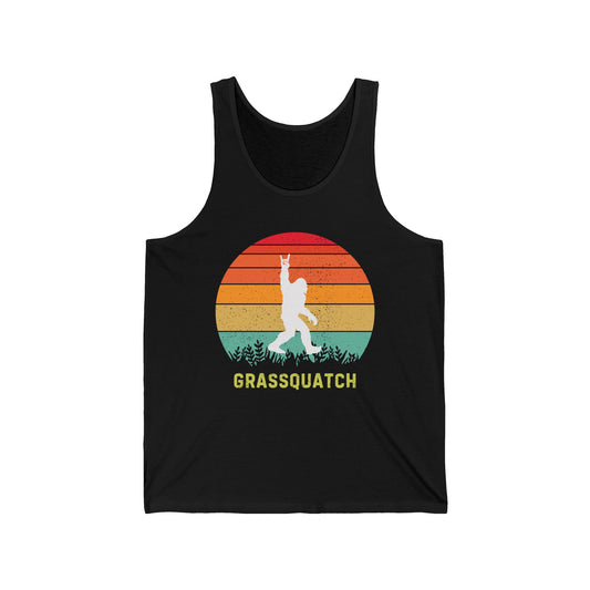 Grassquatch Unisex Jersey Tank Top, Bluegrass Tank Top, Sasquatch Lover Gift, Funny Tank Top, Music Lover Gift