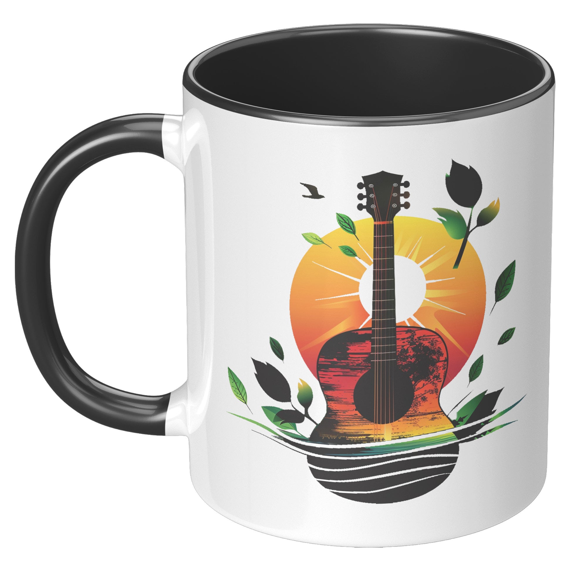 Guitar Sunset 11oz Accent Coffee Mug Guitar Player Gift, Guitar Lover Gift