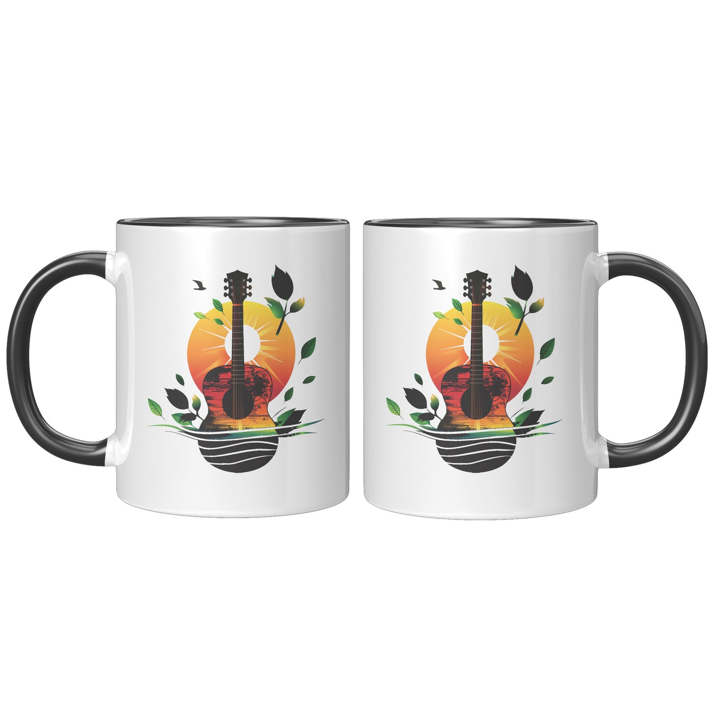 Guitar Sunset 11oz Accent Coffee Mug Guitar Player Gift, Guitar Lover Gift