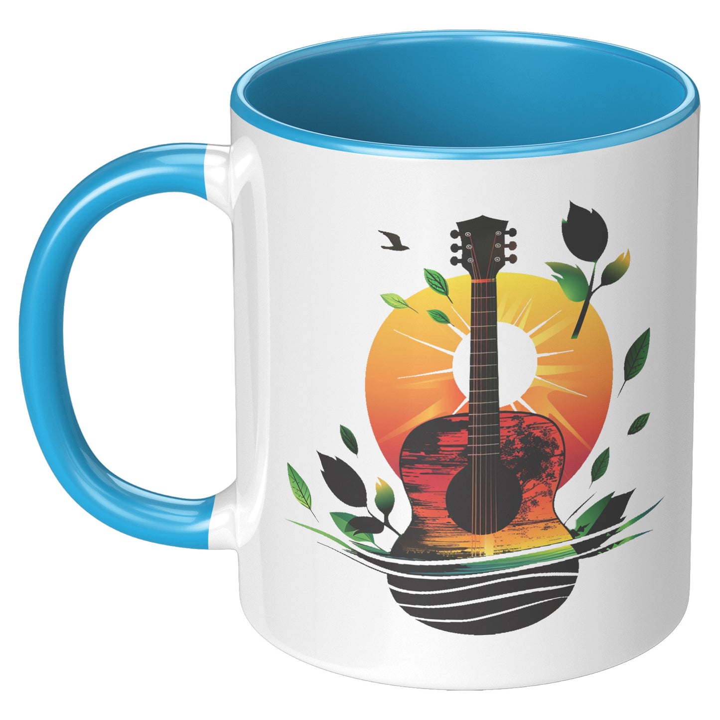 Guitar Sunset 11oz Accent Coffee Mug Guitar Player Gift, Guitar Lover Gift