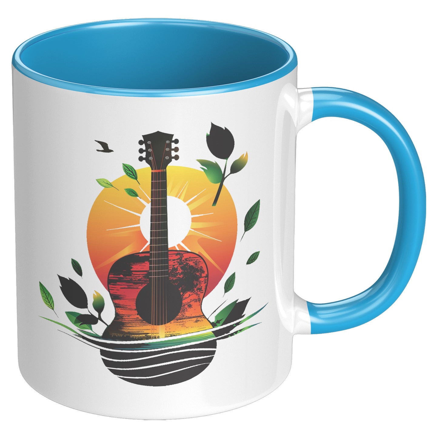 Guitar Sunset 11oz Accent Coffee Mug Guitar Player Gift, Guitar Lover Gift