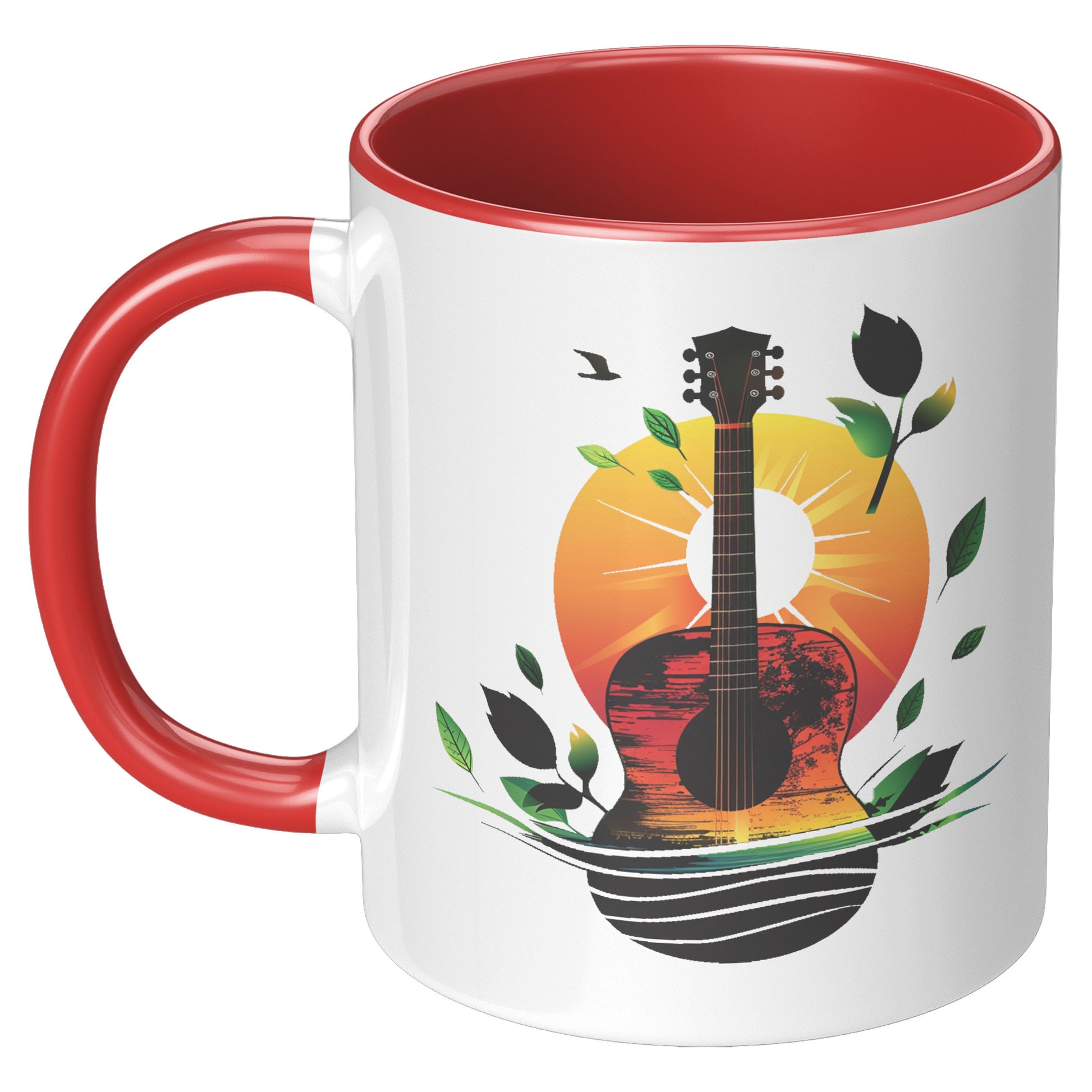 Guitar Sunset 11oz Accent Coffee Mug Guitar Player Gift, Guitar Lover Gift