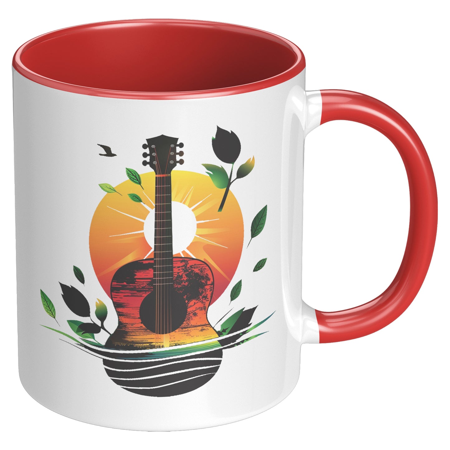 Guitar Sunset 11oz Accent Coffee Mug Guitar Player Gift, Guitar Lover Gift
