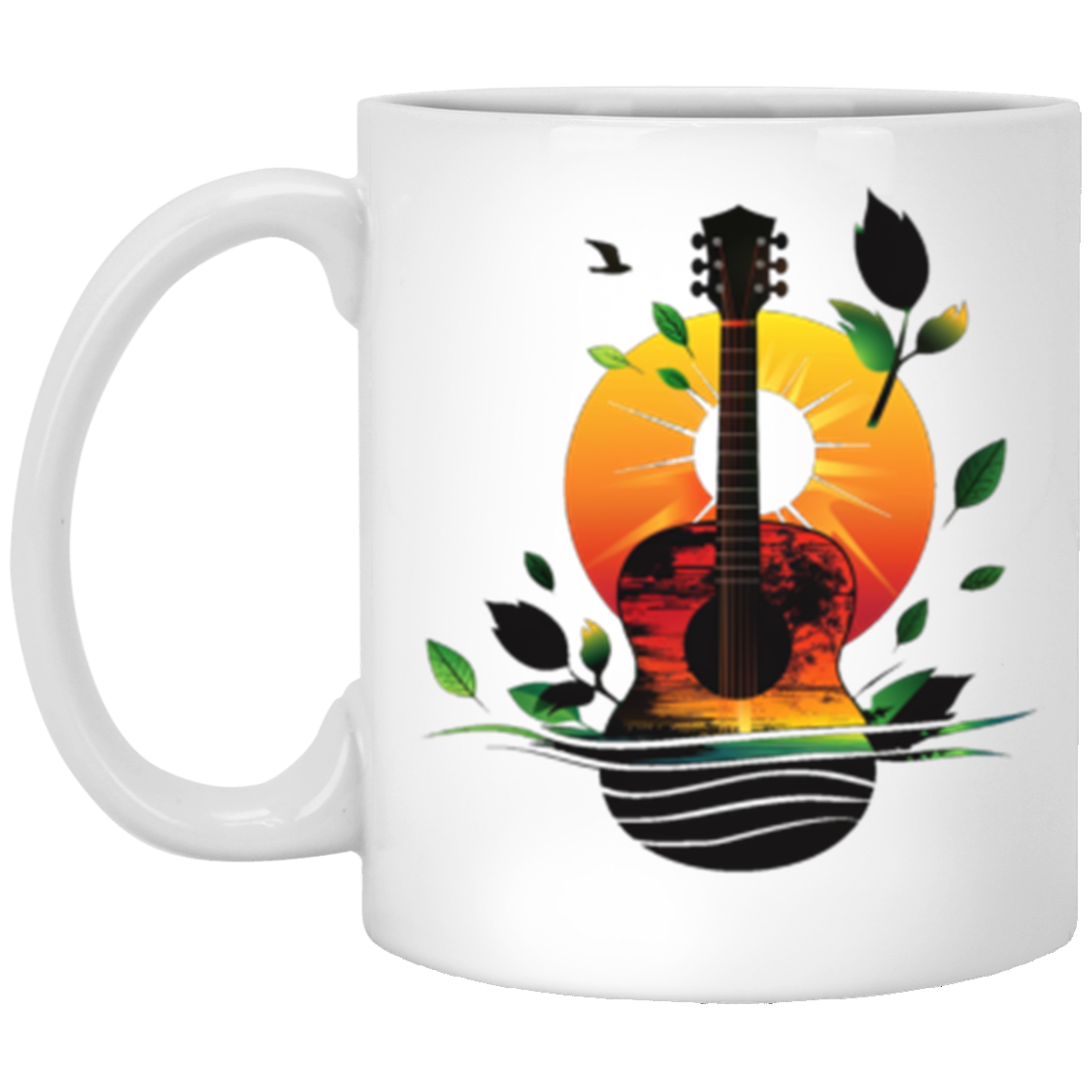 Guitar Sunset 11oz White Coffee Mug Guitar Lover Gift, Music Lover Gift