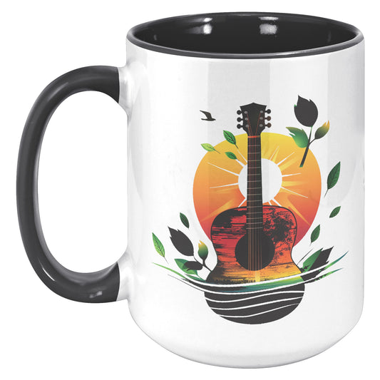 Guitar Sunset 15oz Accent Coffee Mug Guitar Player Gift, Guitar Lover Gift