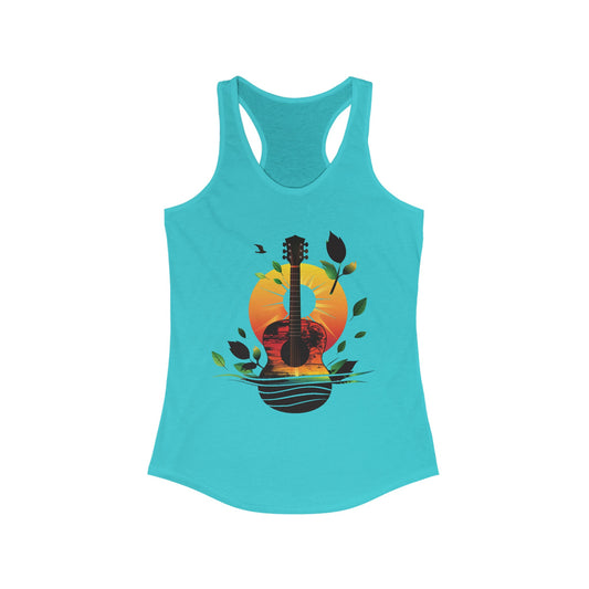 Guitar Sunset Racerback Tank Top, Bluegrass Tank Top, Music Lover Gift, Festival Tee, Guitar Lover Gift