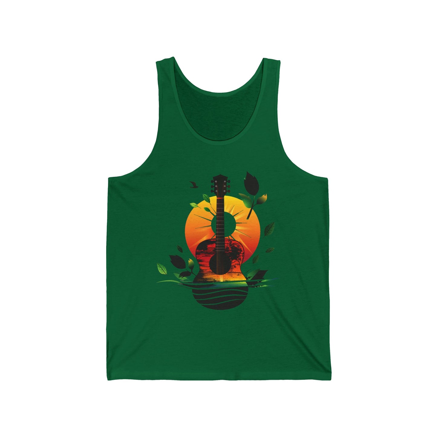 Guitar Sunset Unisex Jersey Tank Top, Bluegrass Tank Top, Music Lover Gift, Festival T-shirt,  Guitar Lover Gift