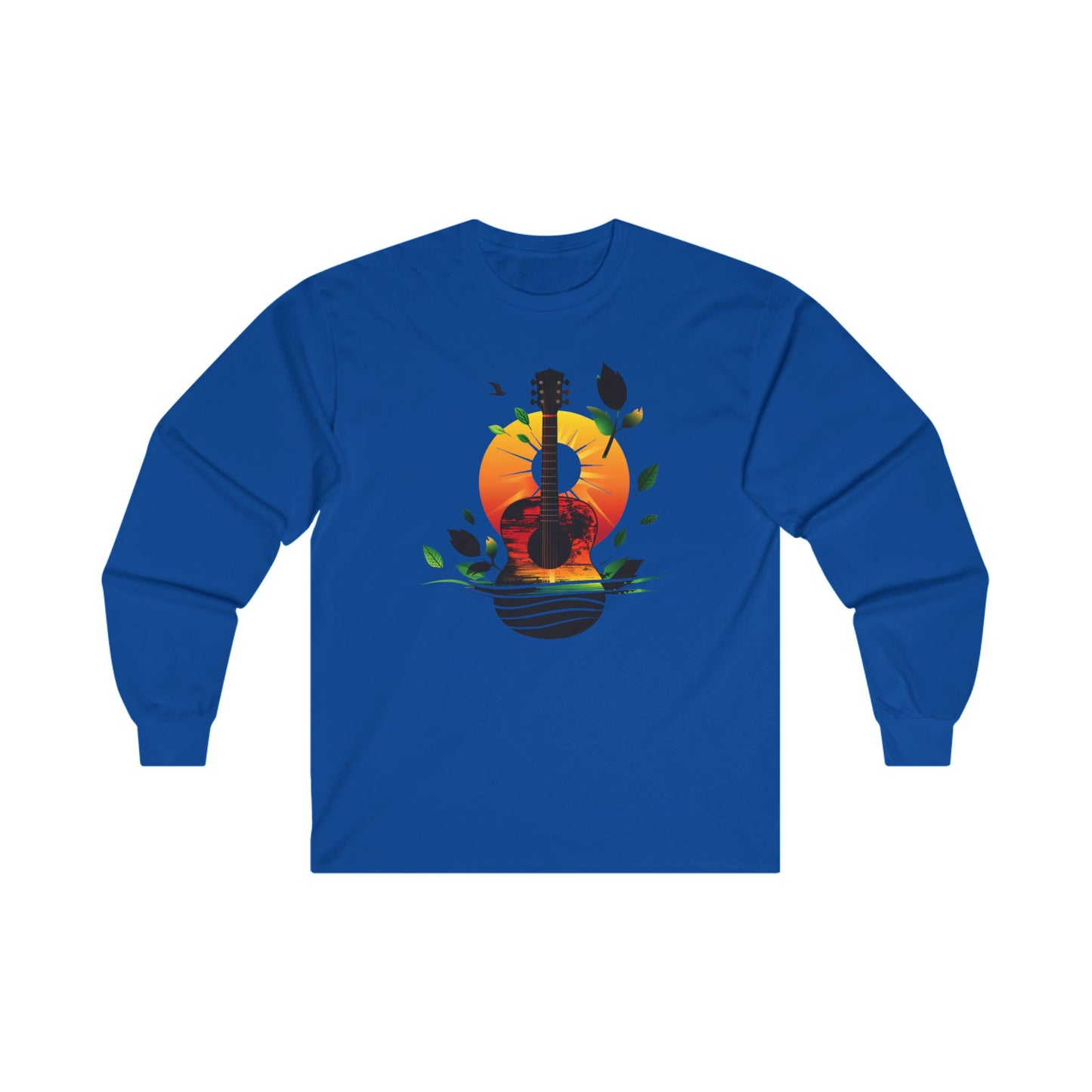 Guitar Sunset Unisex Ultra Cotton Long Sleeve Tee, Music Lover Gift, Festival Tee, Boyfriend Gift, Girlfriend Gift, Music Instrument, Guitar Lover Gift