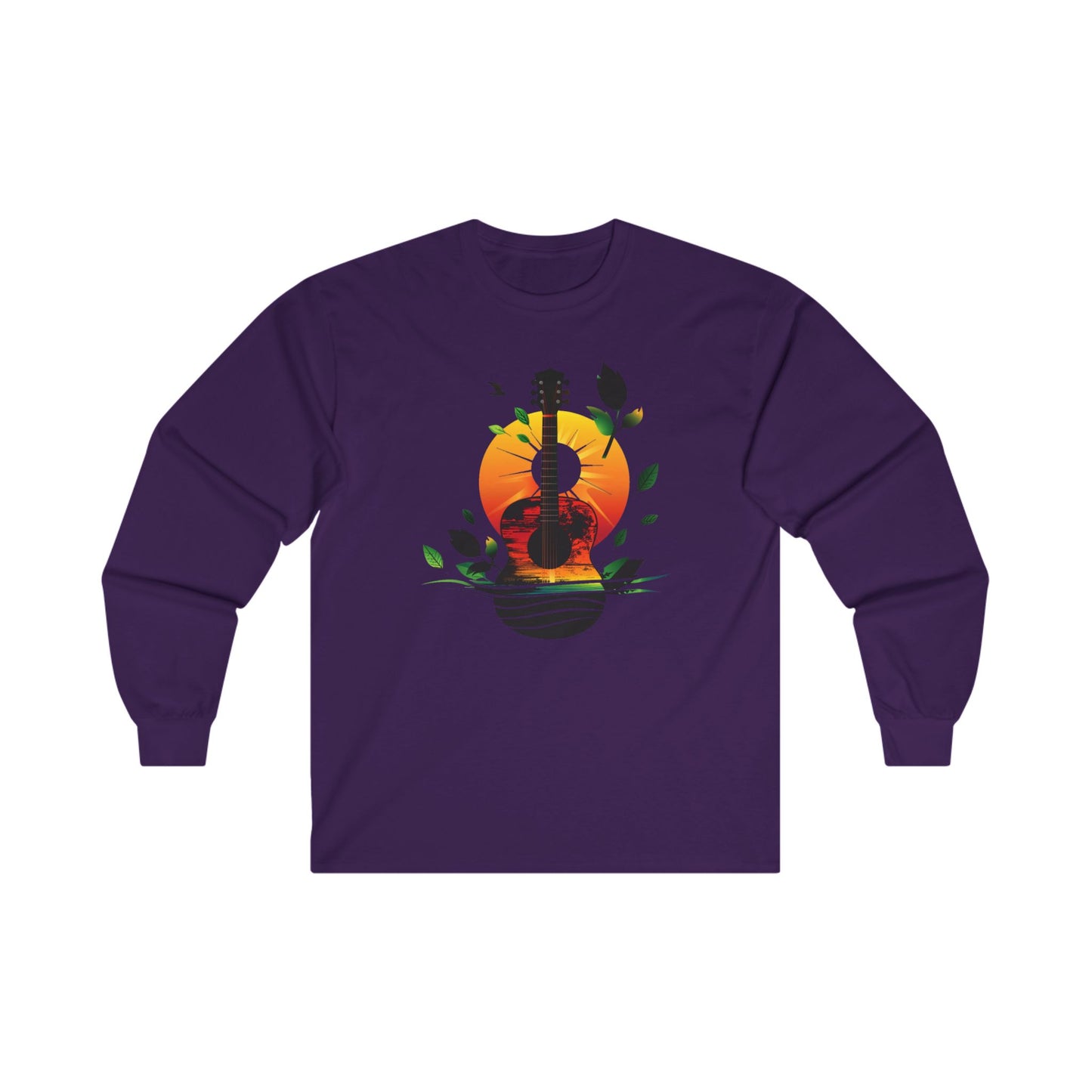 Guitar Sunset Unisex Ultra Cotton Long Sleeve Tee, Music Lover Gift, Festival Tee, Boyfriend Gift, Girlfriend Gift, Music Instrument, Guitar Lover Gift