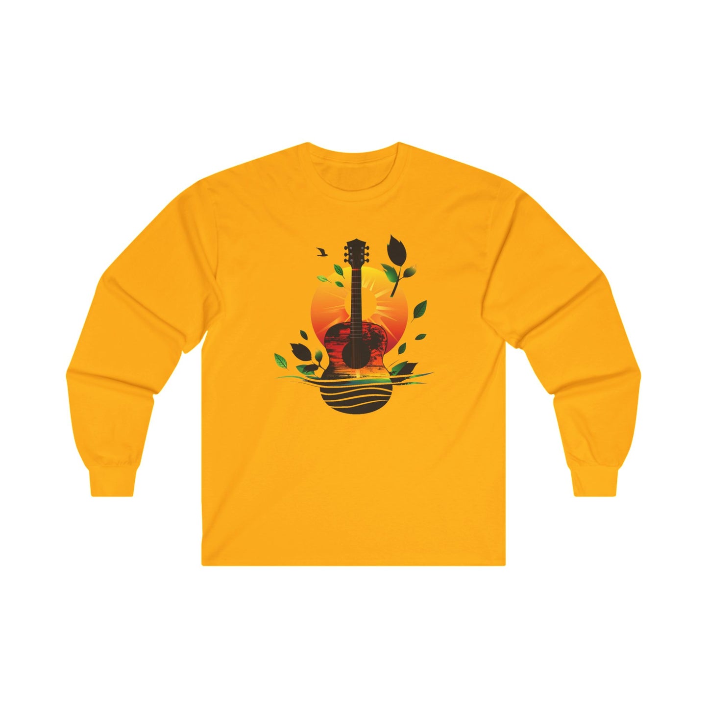 Guitar Sunset Unisex Ultra Cotton Long Sleeve Tee, Music Lover Gift, Festival Tee, Boyfriend Gift, Girlfriend Gift, Music Instrument, Guitar Lover Gift